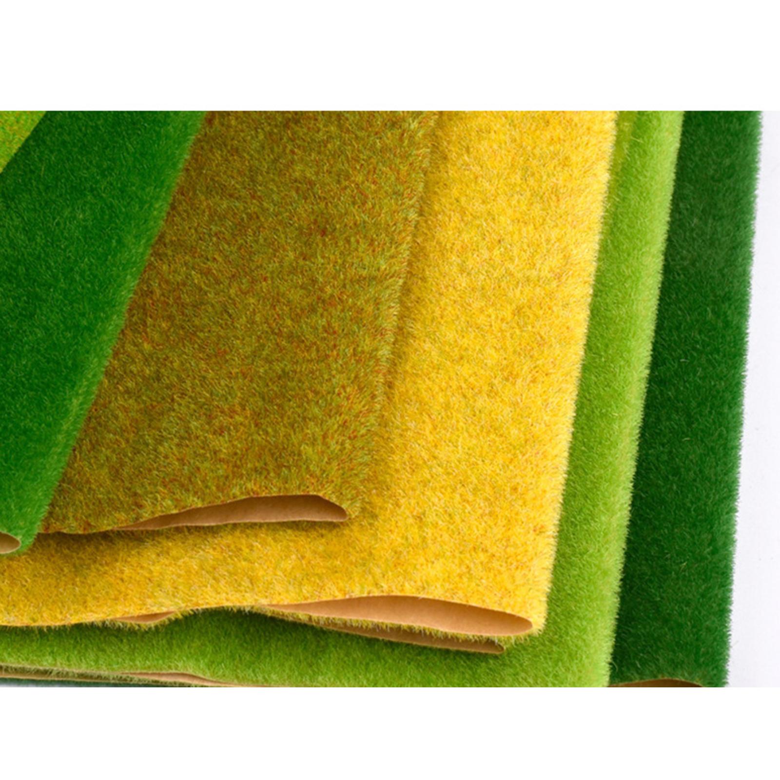 3xArtificial Model Grass Railway Scenery Layout Simulation Lawn Decor DIY Yellow