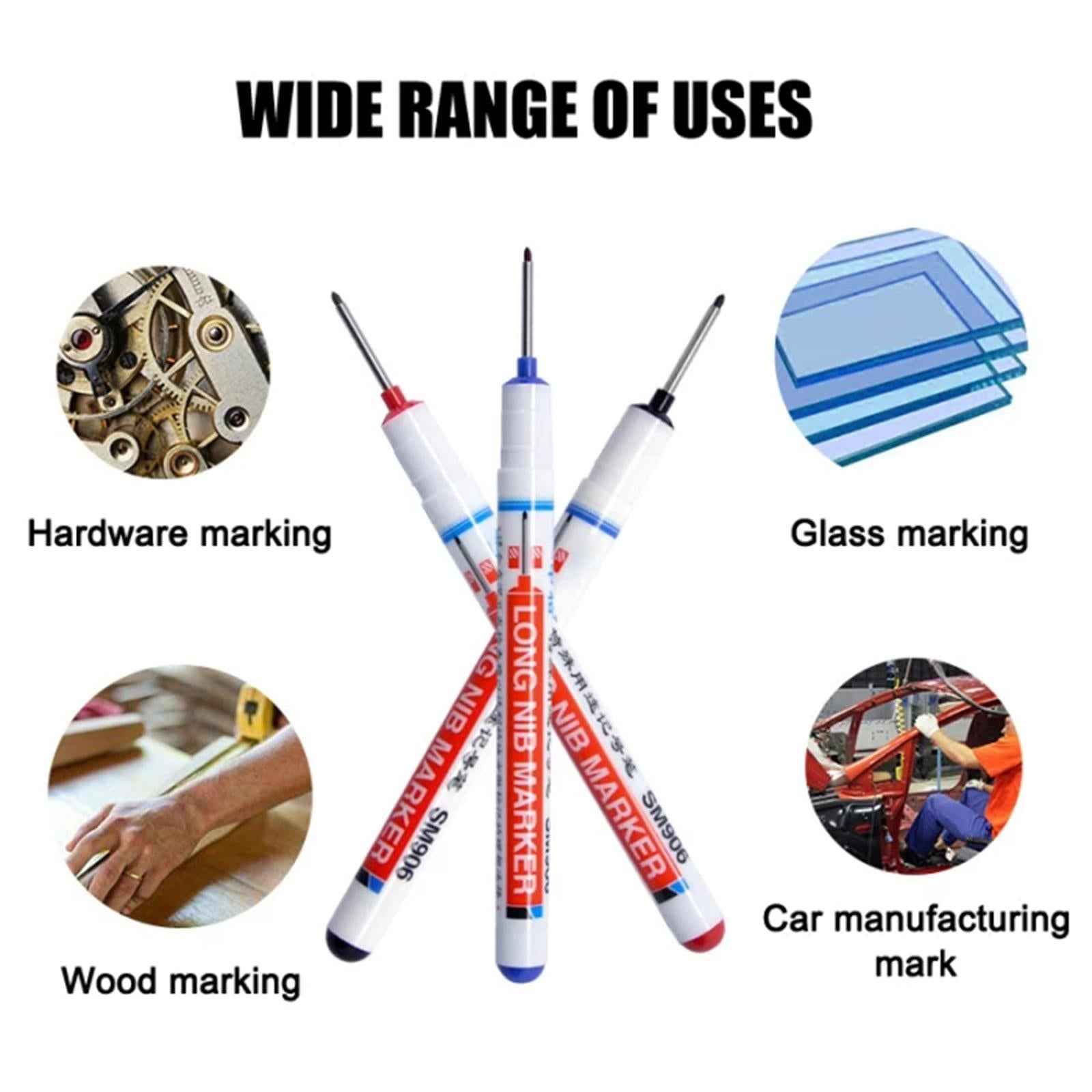 8x 4 Colors Long Head Deep Reach Markers Woodworking Hardware Stone Pen Log