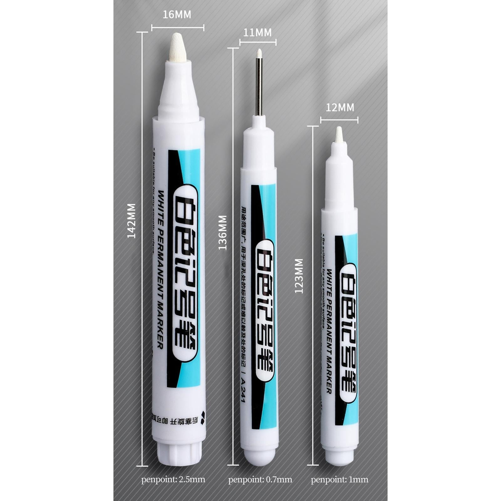 2xWhite Marker Paint Pen DIY Crafts Bathroom Water Resistant Carpentry Kitchen 0.7mm
