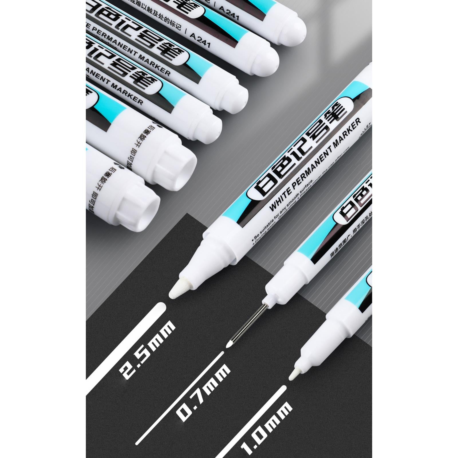 2xWhite Marker Paint Pen DIY Crafts Bathroom Water Resistant Carpentry Kitchen 0.7mm