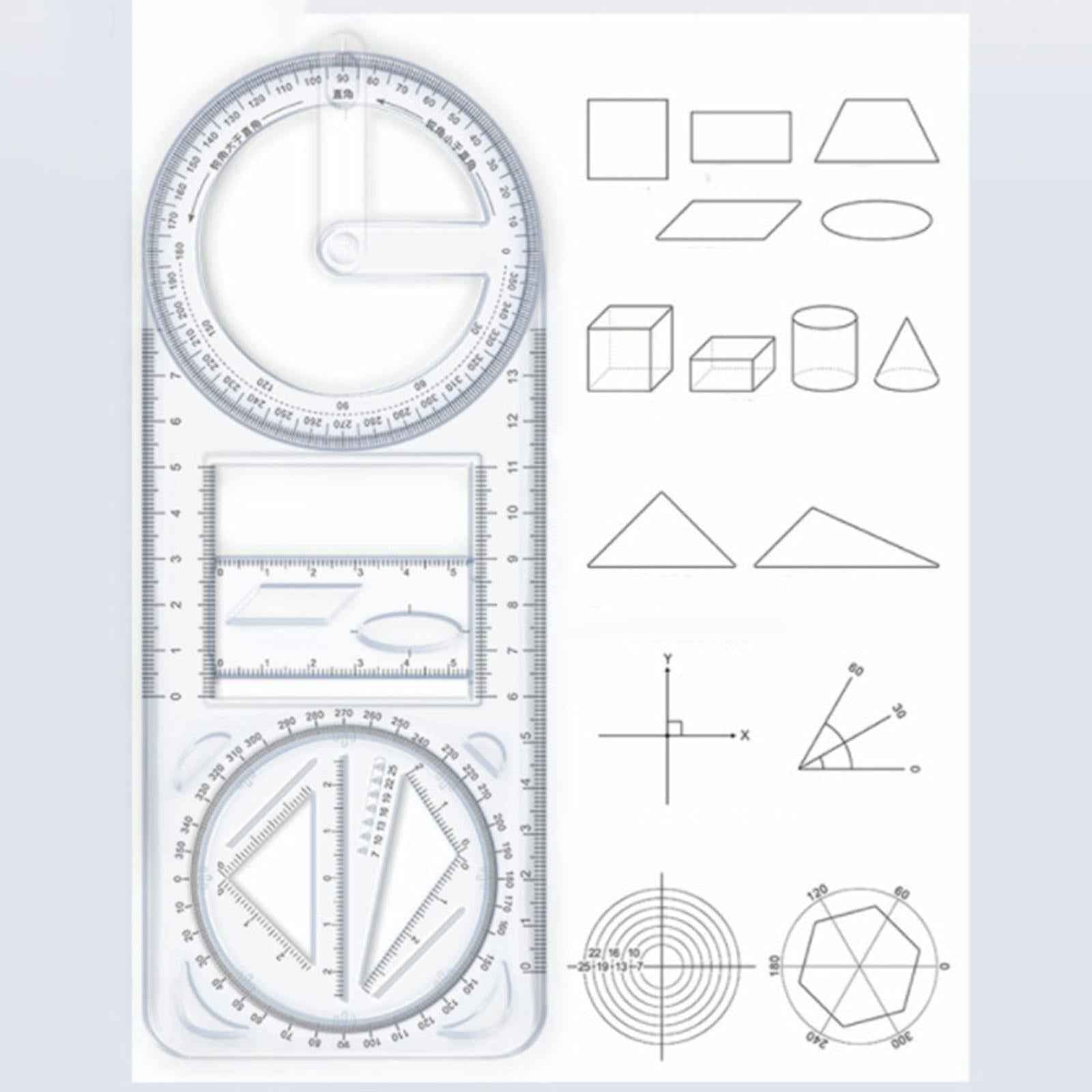 Multifunctional Geometric Ruler Mathematics Drawing Template for Woodworking style A