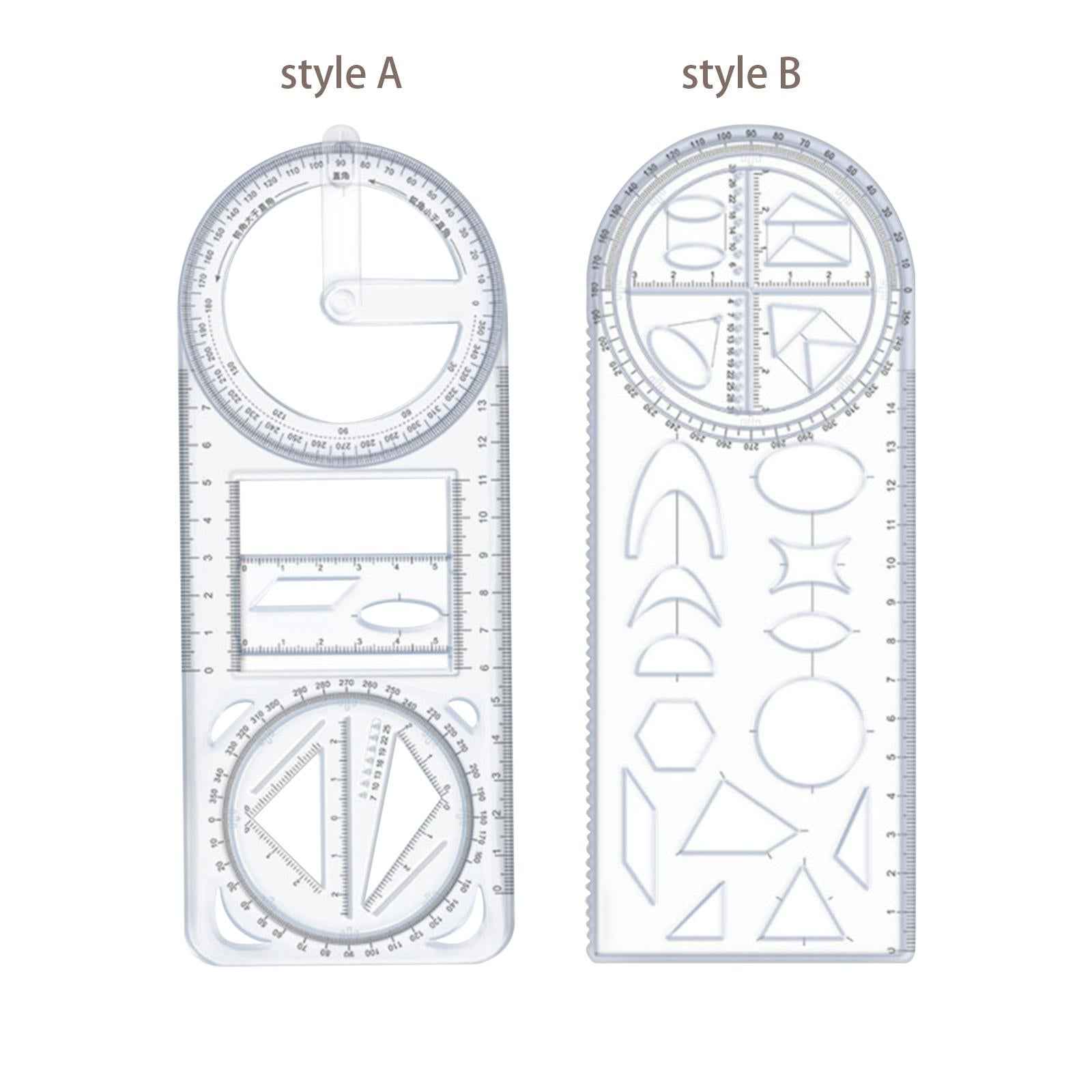 Multifunctional Geometric Ruler Mathematics Drawing Template for Woodworking style A