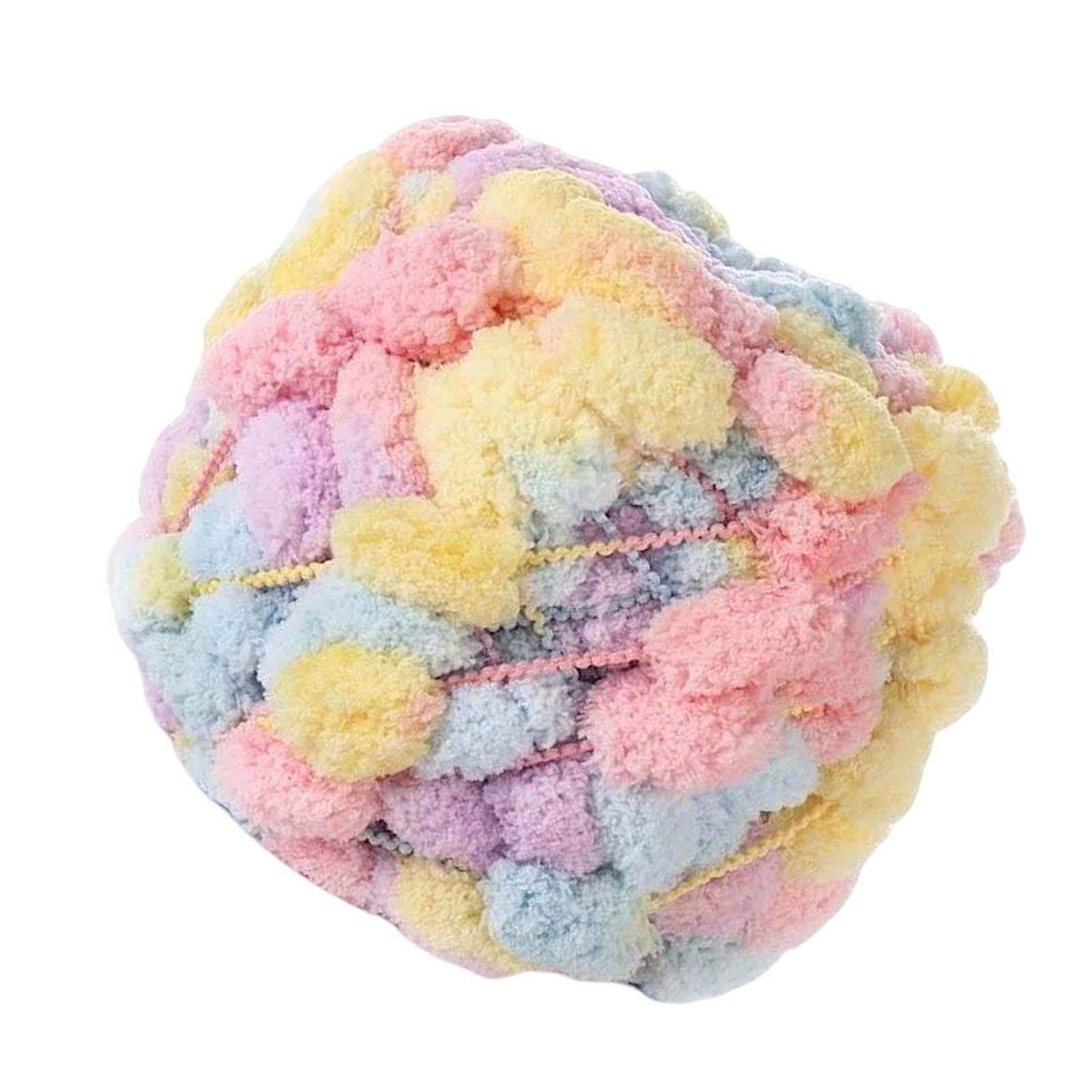 Pom Pom Chunky Yarn Arm Knitting Pillow Blanket Rug Making Hand Knit Garland Light Yellow Pink