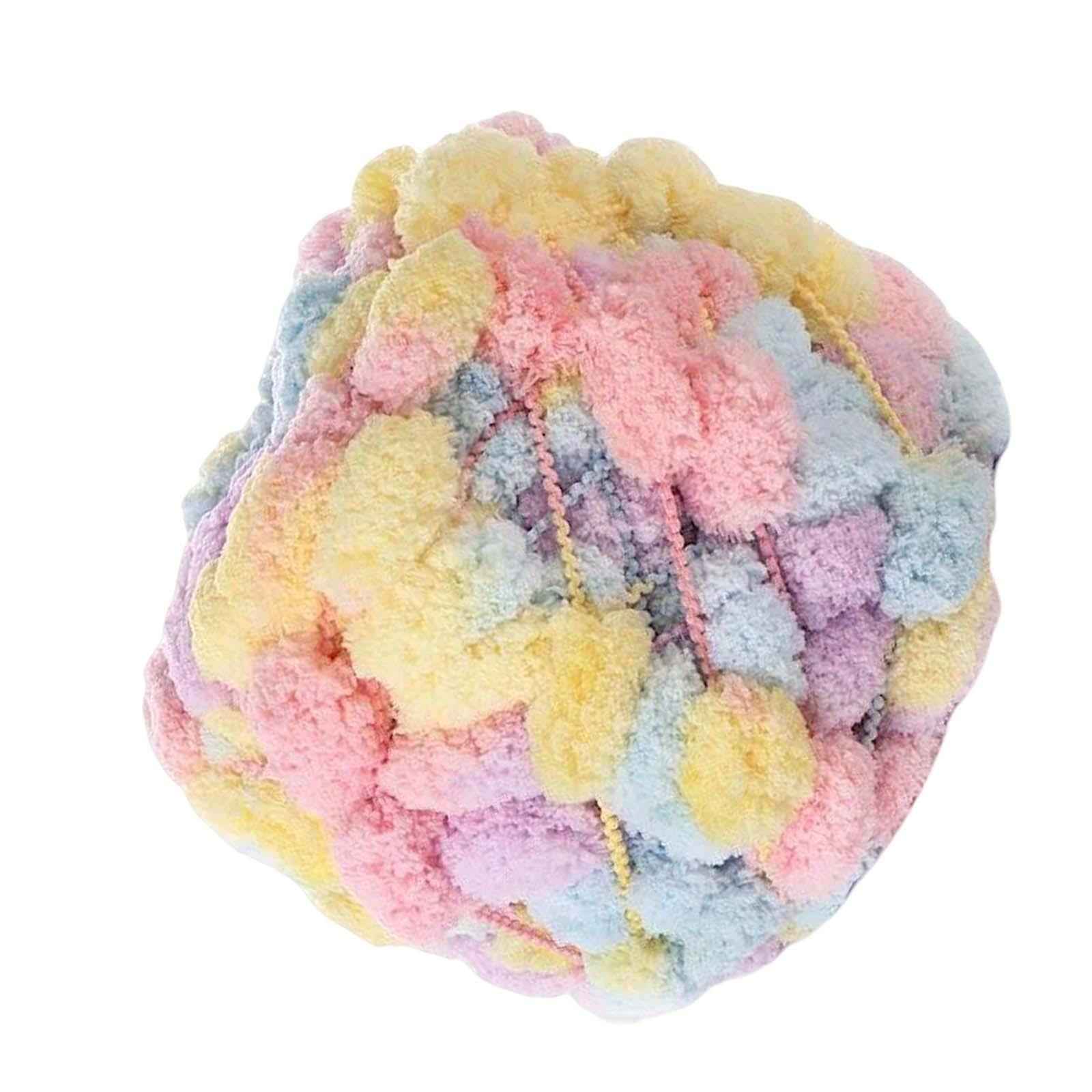 Pom Pom Chunky Yarn Arm Knitting Pillow Blanket Rug Making Hand Knit Garland Light Yellow Pink