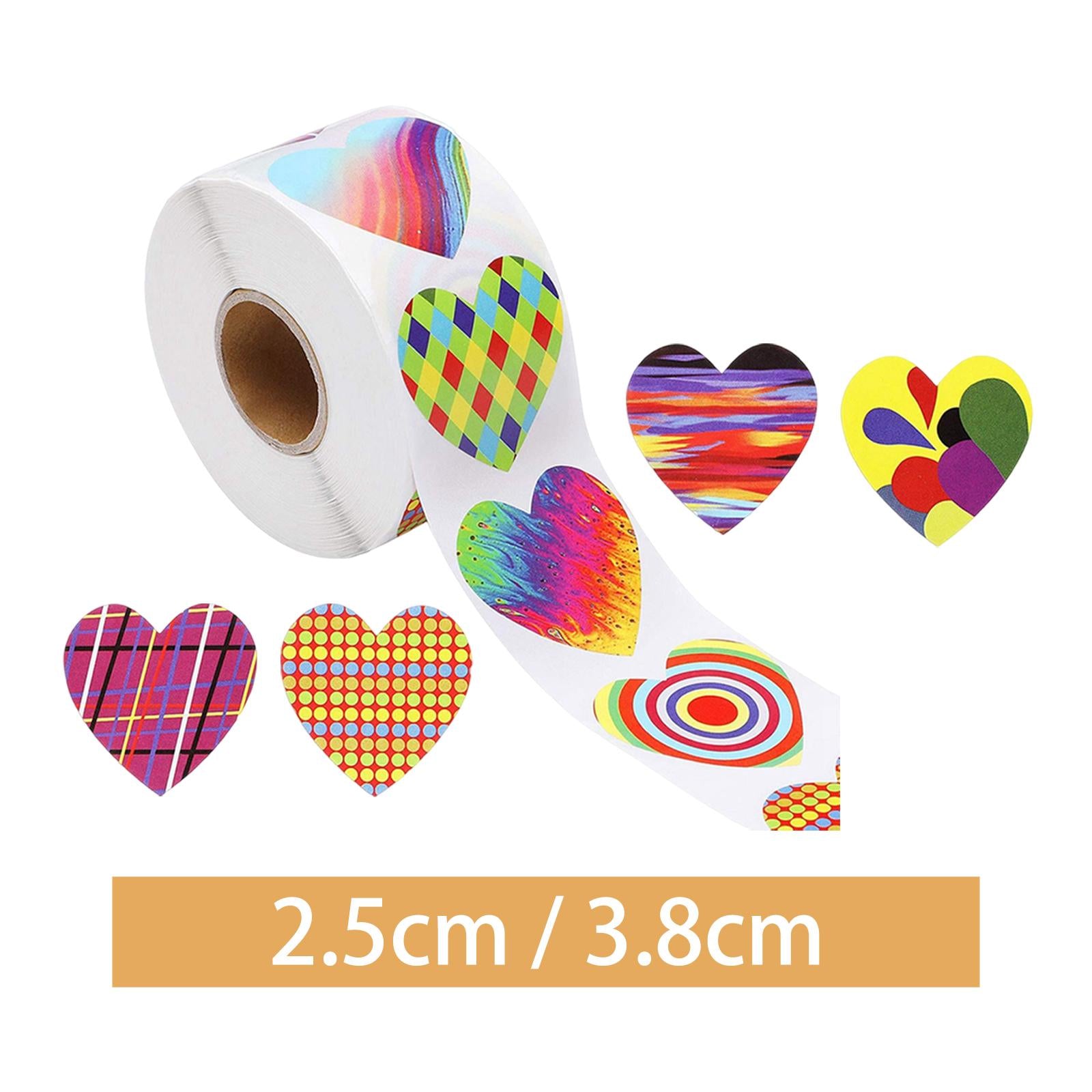 2x500 Pieces Funky Heart Stickers Heart Shaped Sticker for Cards Decoration 1 Inch