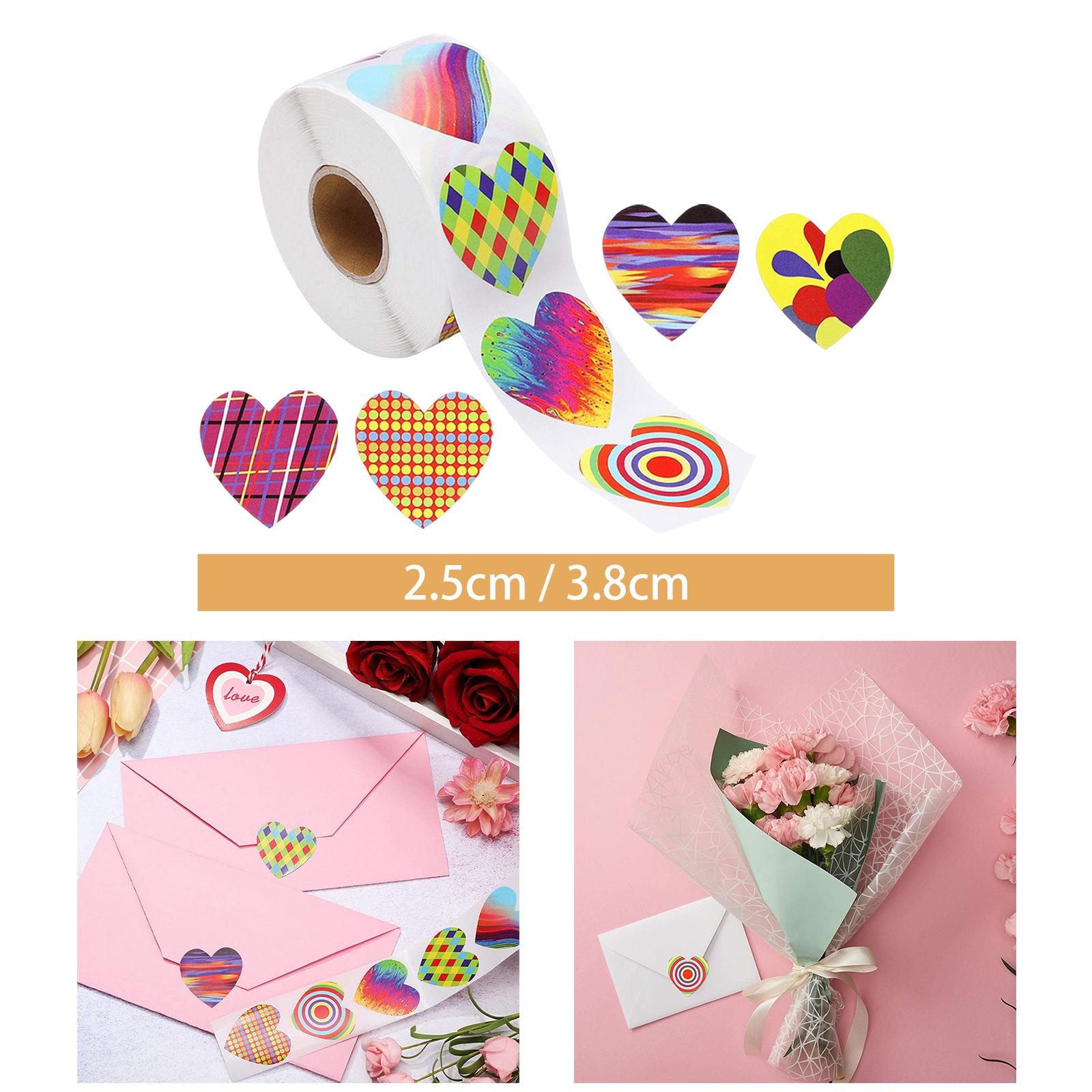 2x500 Pieces Funky Heart Stickers Heart Shaped Sticker for Cards Decoration 1 Inch