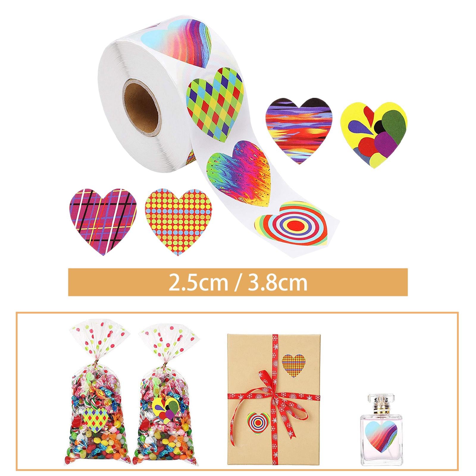 2x500 Pieces Funky Heart Stickers Heart Shaped Sticker for Cards Decoration 1 Inch