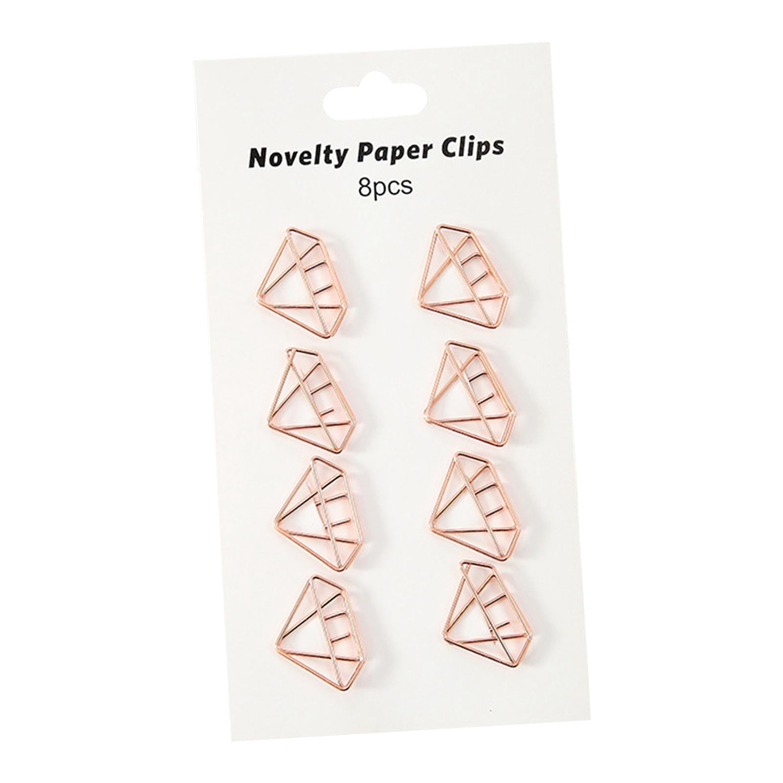 2x8x Novelty Paper Clips Metal Party Invitation Card Document Organization Diamond 