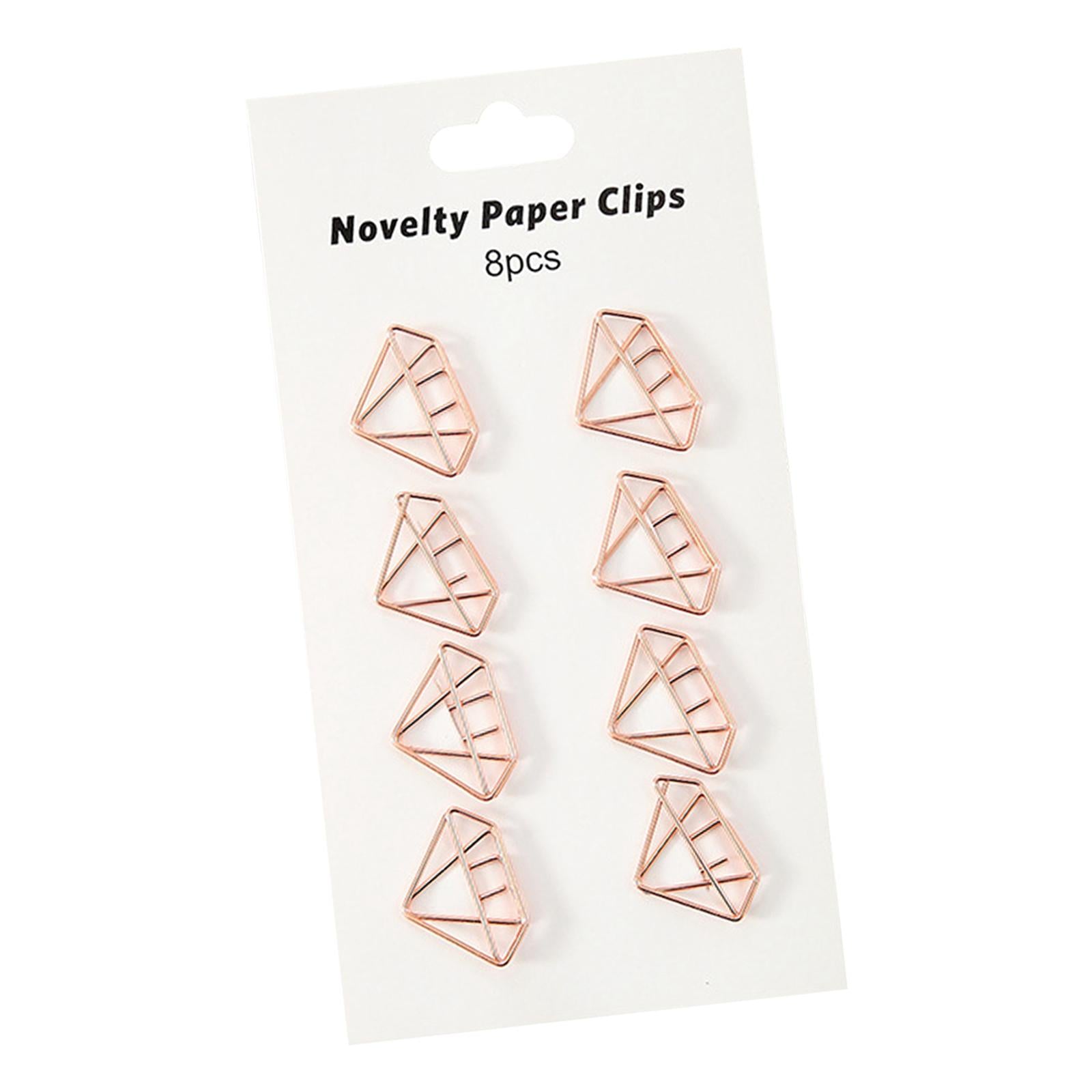 2x8x Novelty Paper Clips Metal Party Invitation Card Document Organization Diamond 