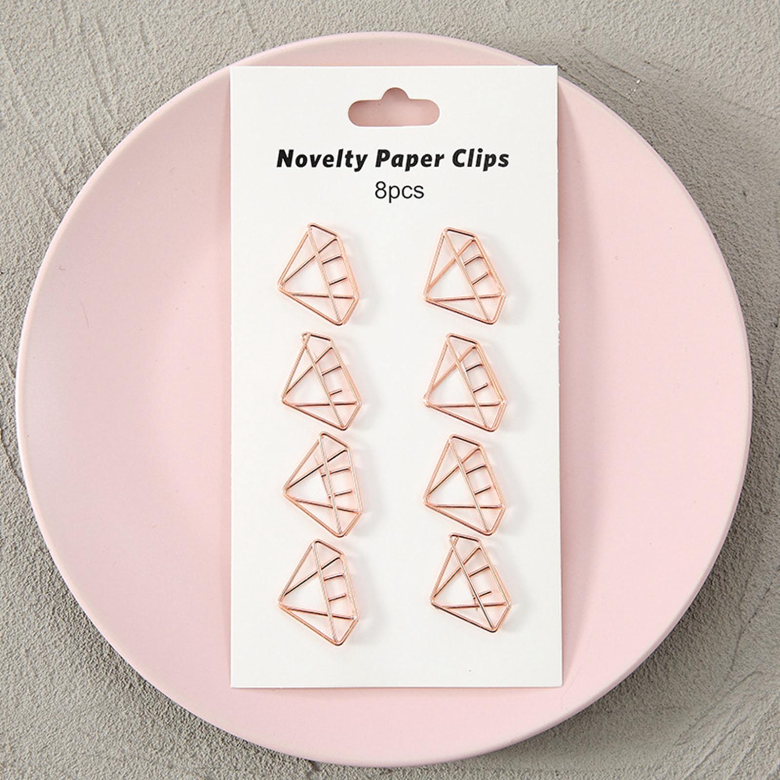 2x8x Novelty Paper Clips Metal Party Invitation Card Document Organization Diamond 