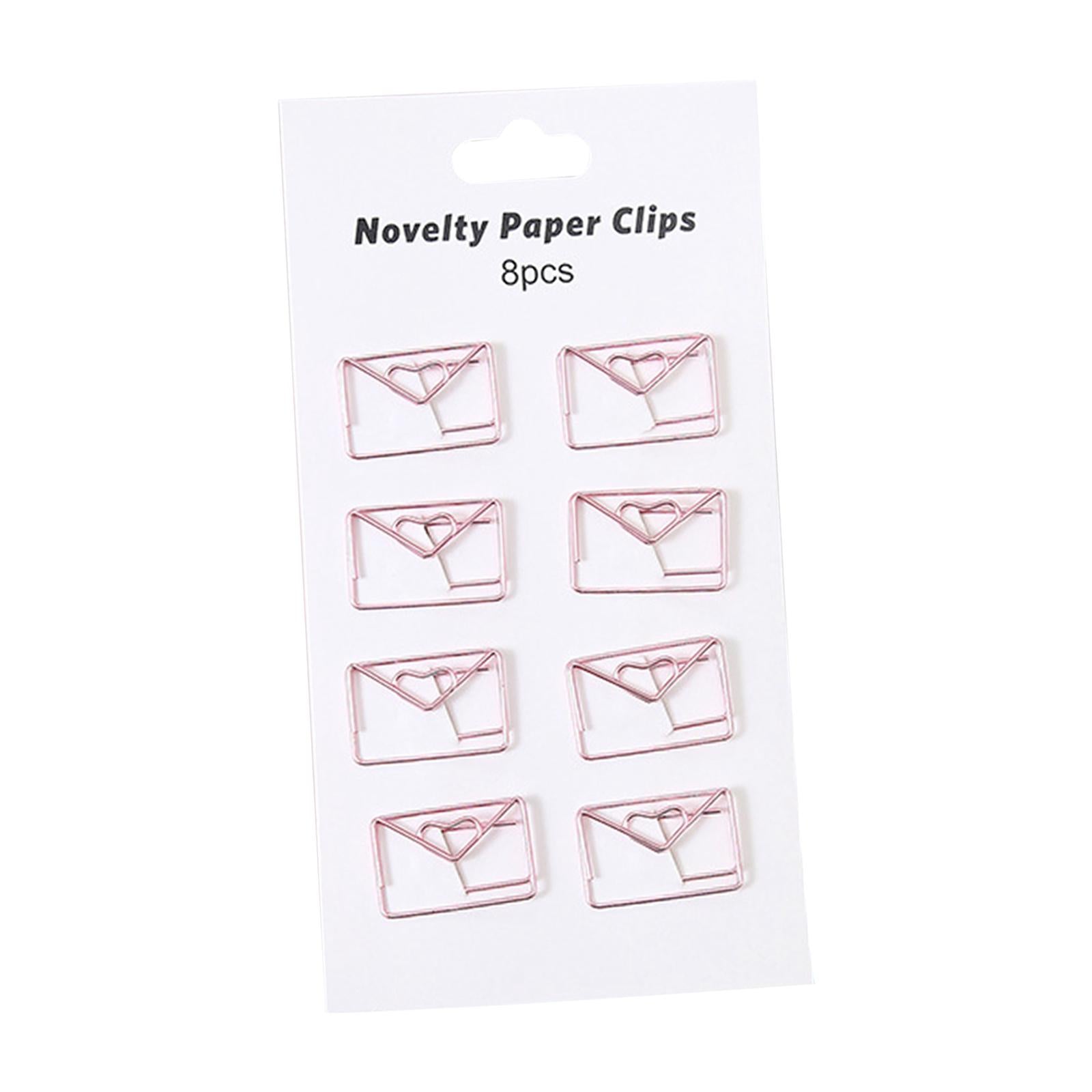 2x8x Novelty Paper Clips Metal Party Invitation Card Document Organization Pink Envelope 
