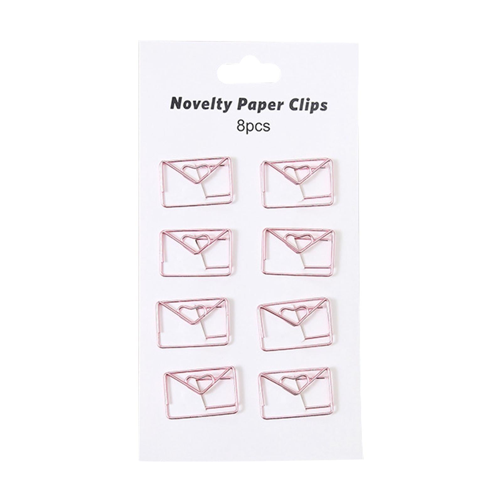 2x8x Novelty Paper Clips Metal Party Invitation Card Document Organization Pink Envelope 