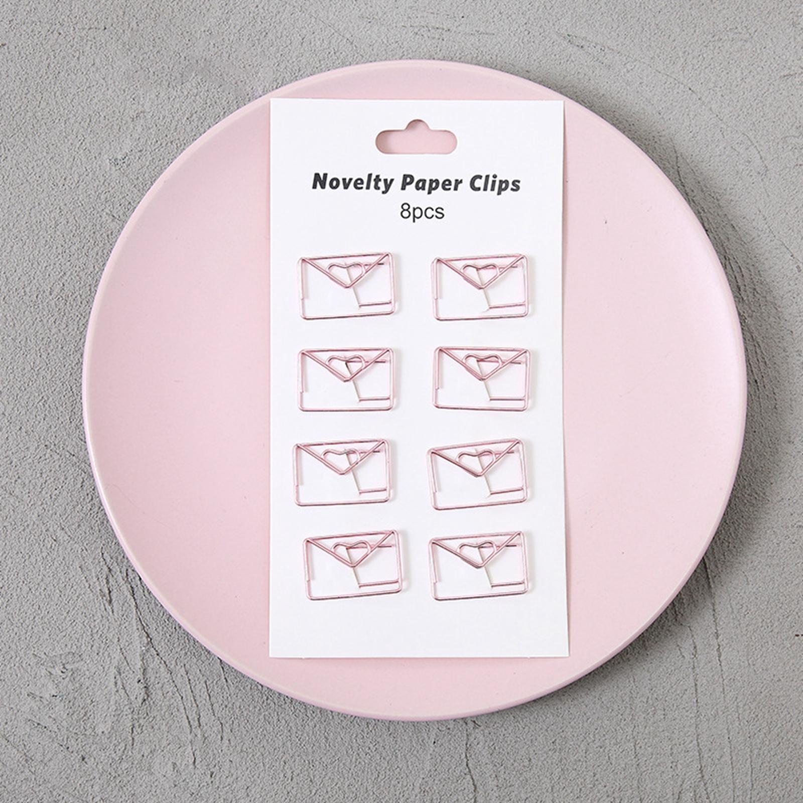 2x8x Novelty Paper Clips Metal Party Invitation Card Document Organization Pink Envelope 