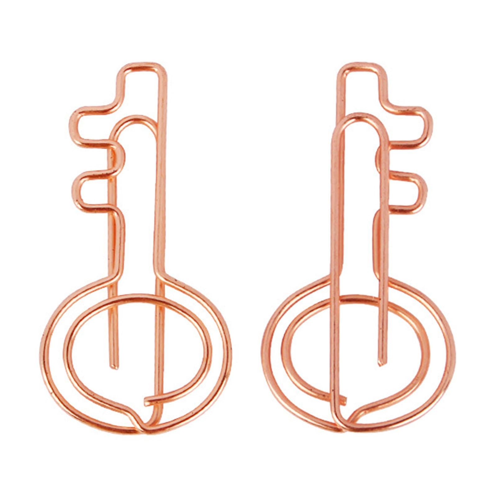 2x10 Pieces Rose Aureate Key Paper Clips Cartoon for Office Supplies File Note