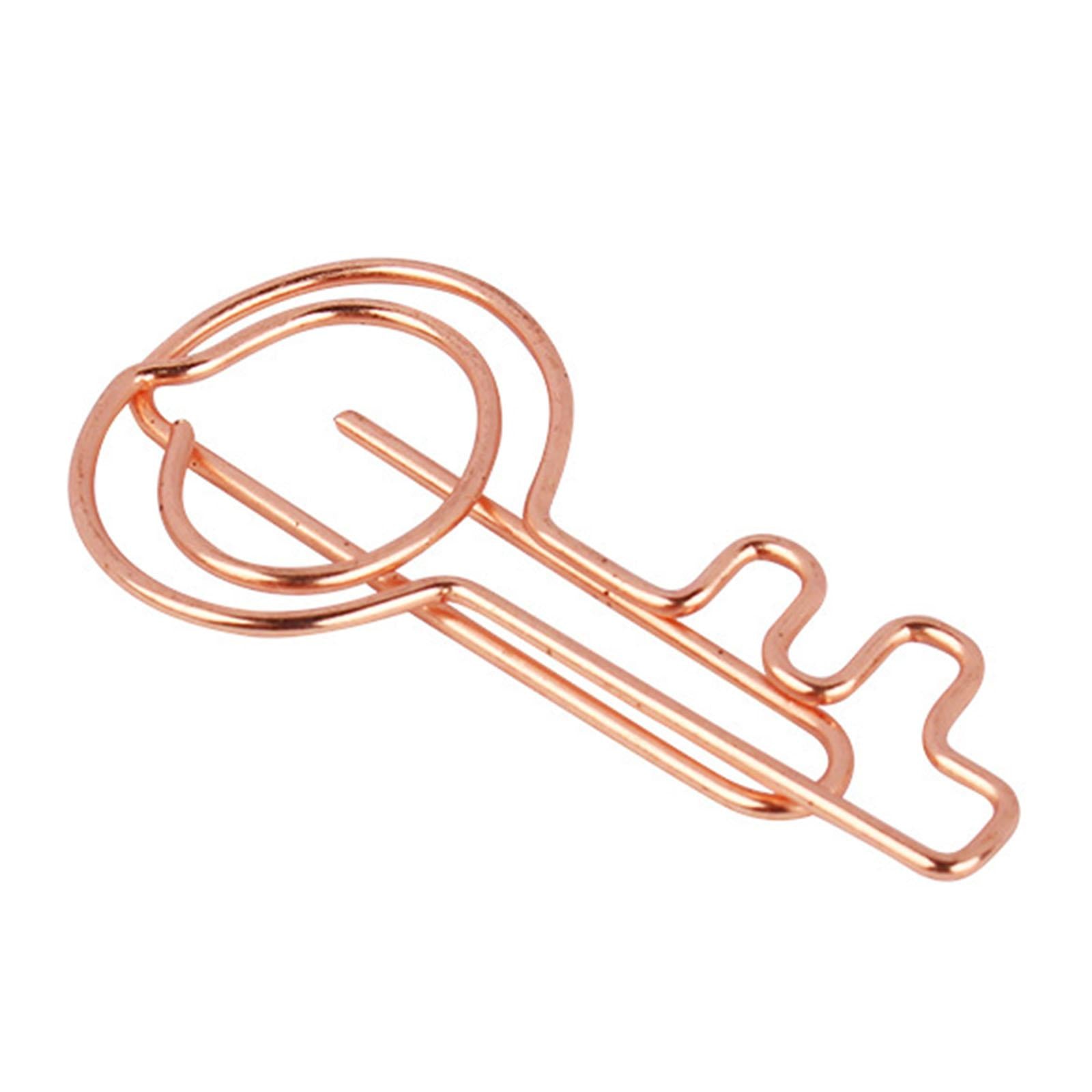 2x10 Pieces Rose Aureate Key Paper Clips Cartoon for Office Supplies File Note