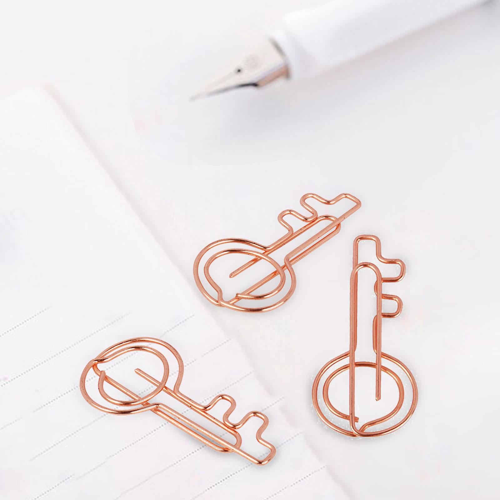 2x10 Pieces Rose Aureate Key Paper Clips Cartoon for Office Supplies File Note