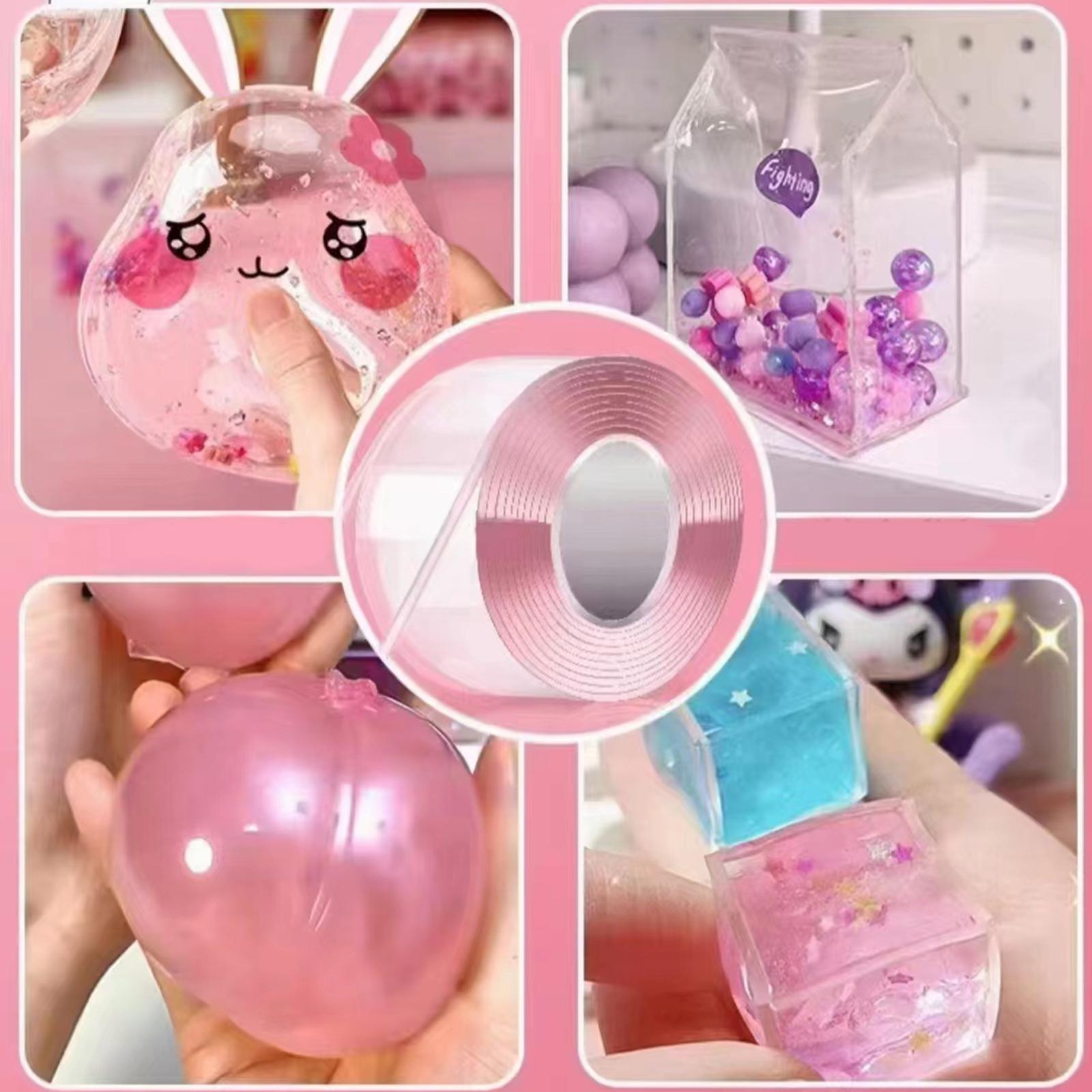 2xBlow Bubbles Double Sided Tape Relaxing Traceless Tapes Strips DIY Crafts 2mmx3cmx1meter