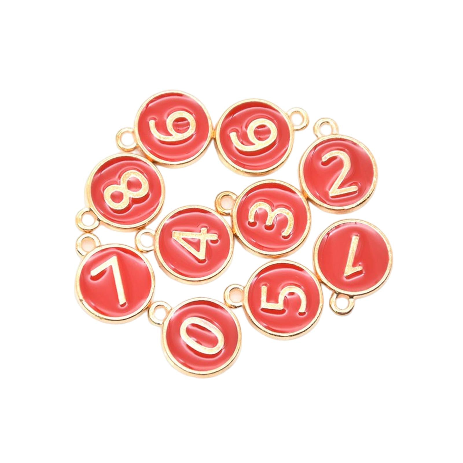 3xNumber 0-9 Mixed Alloy Charms DIY Craft Art Projects for Women Girl Durable Red