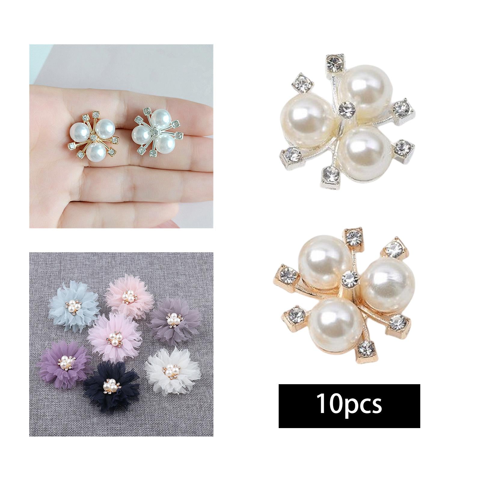4x10Pcs Flatback Rhinestone Beads Buttons Accessory Embellishment for Clothing