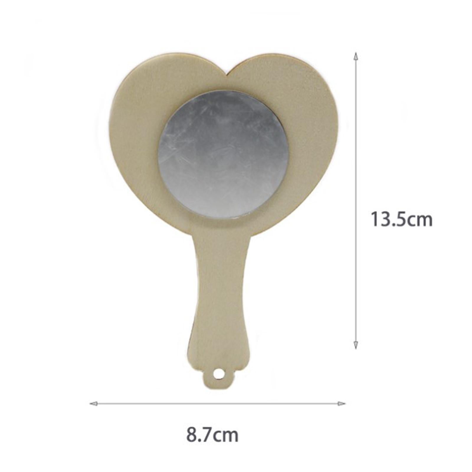 4x10Pcs Unpainted Unfinished Wooden Mirror Handmade Handheld Makeup Mirror