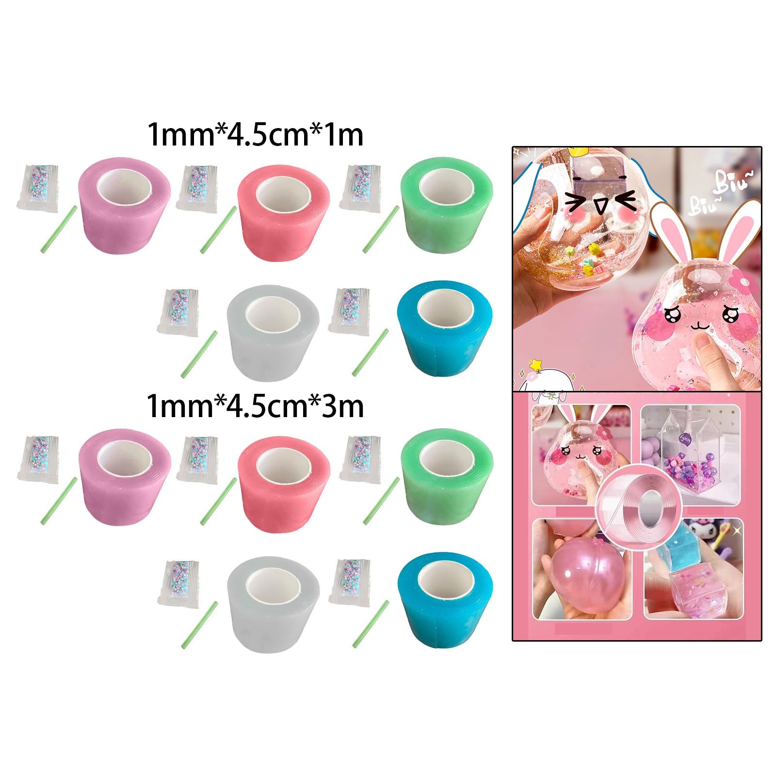 3xNano Mounting Tape Household Mounting Tape for Educational Toy Handmade Ball 1mmx4.5cmx1m pink