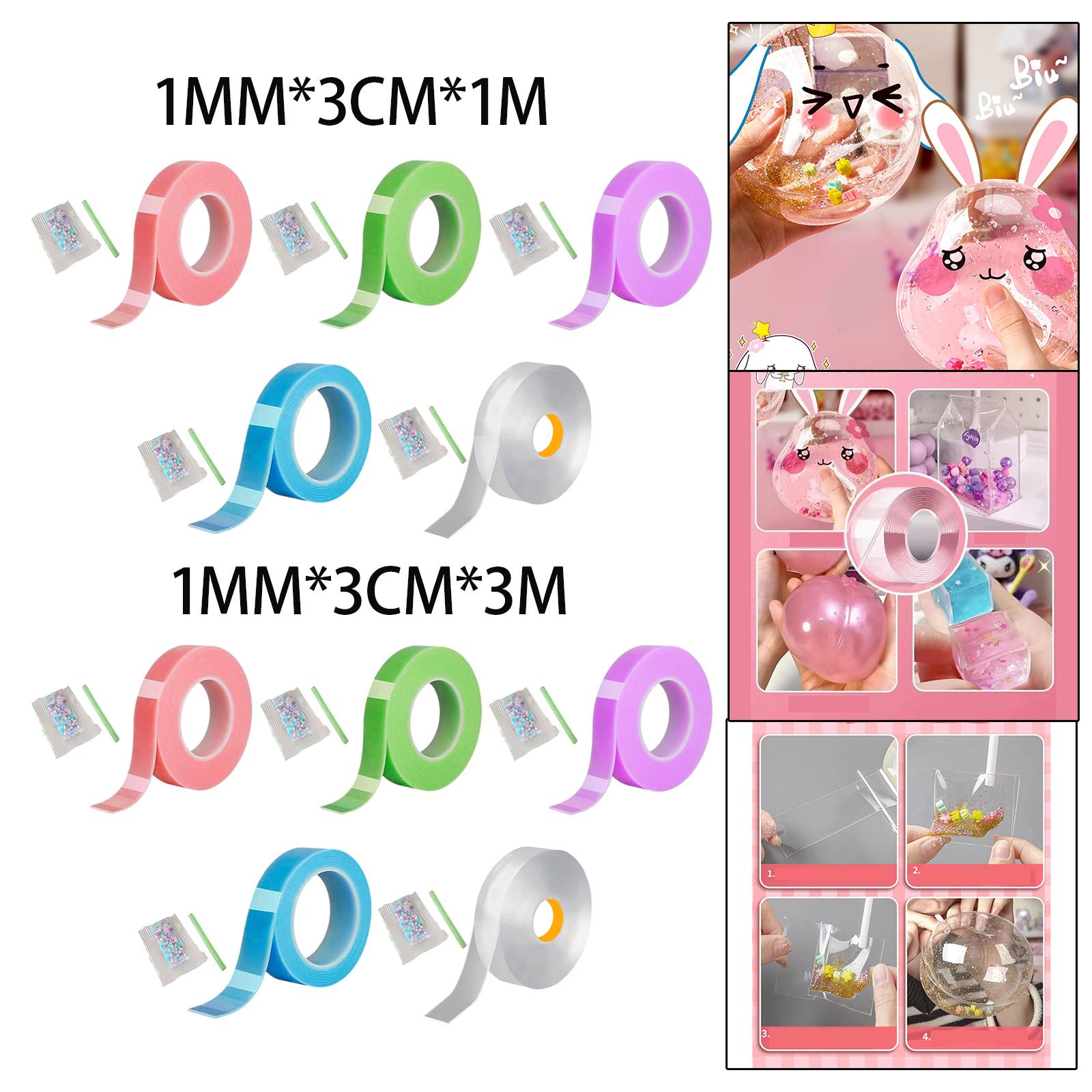 2xNano Mounting Tape Funny for Educational Toy Adults Classroom DIY Craft 1mmx3cmx1m pink