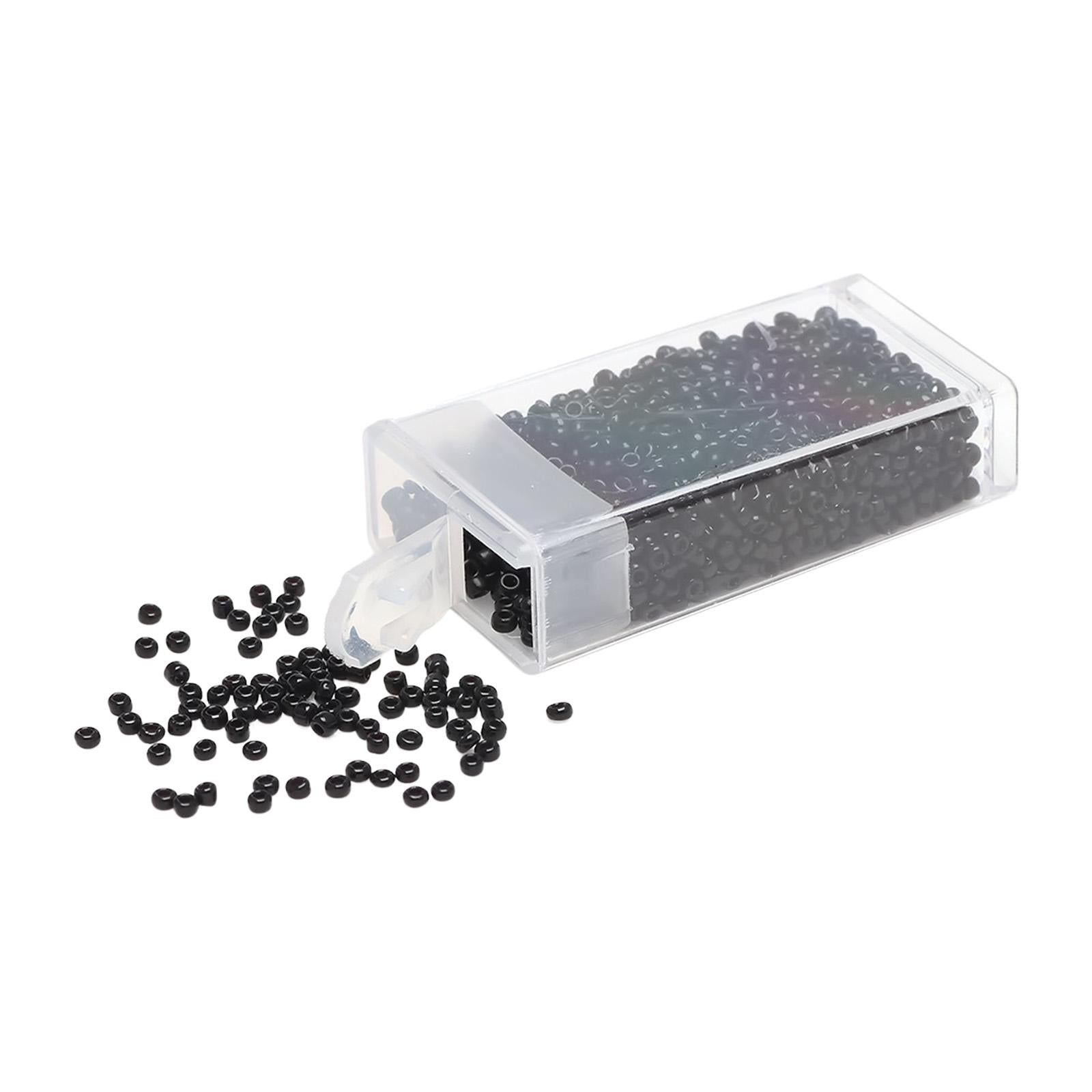 2x1000Pcs Glass Seed Beads Kit 2mm Craft Beads for Crafting DIY Jewelry Making Black