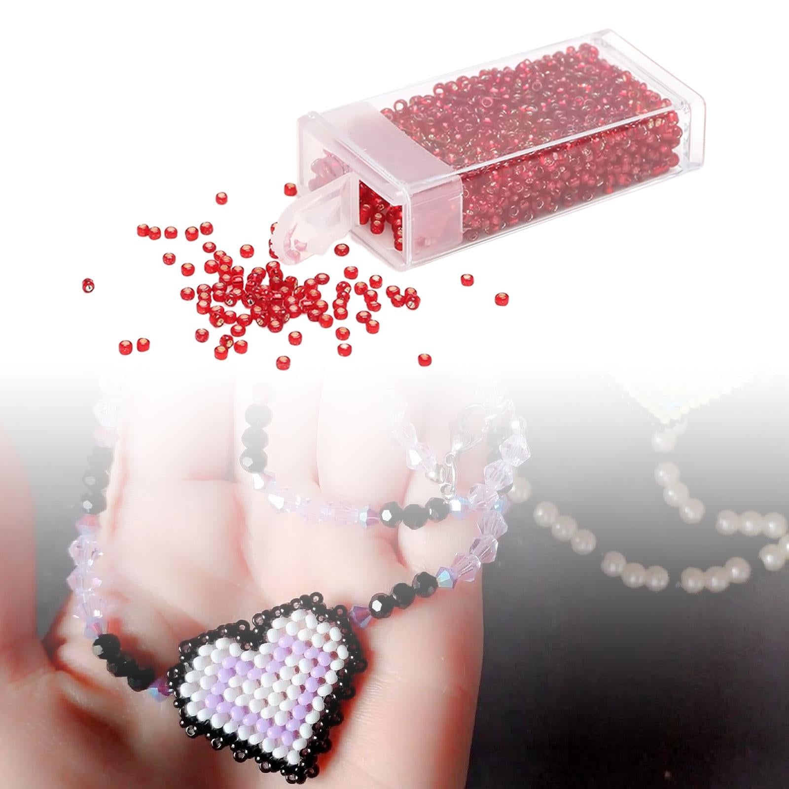 2x1000Pcs Glass Seed Beads Kit 2mm Craft Beads for Crafting DIY Jewelry Making Red