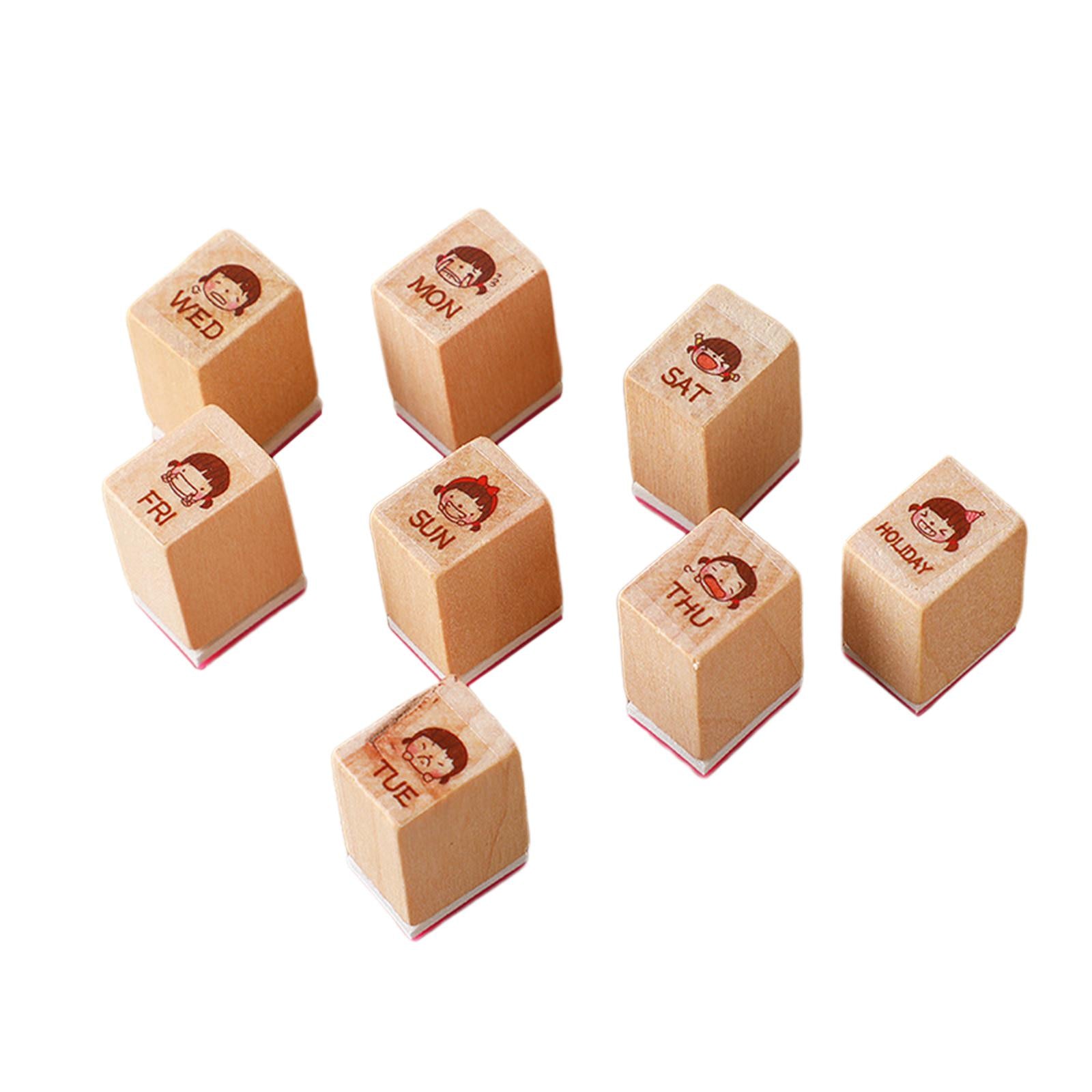 2x8x Wooden Stamps Multipurpose Week Stamps for Journals Stationery Art Crafts