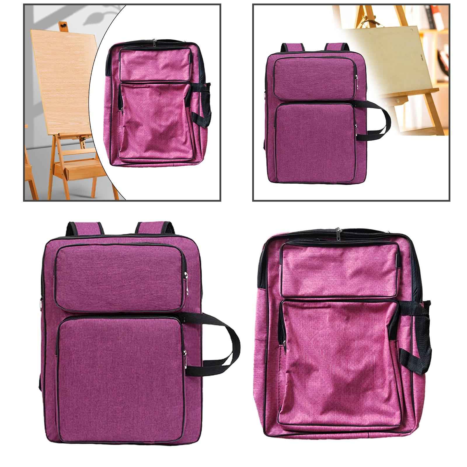 A3 Art Portfolio Case Tote Bag Water Resistant Art Supplies Artists Backpack Purple