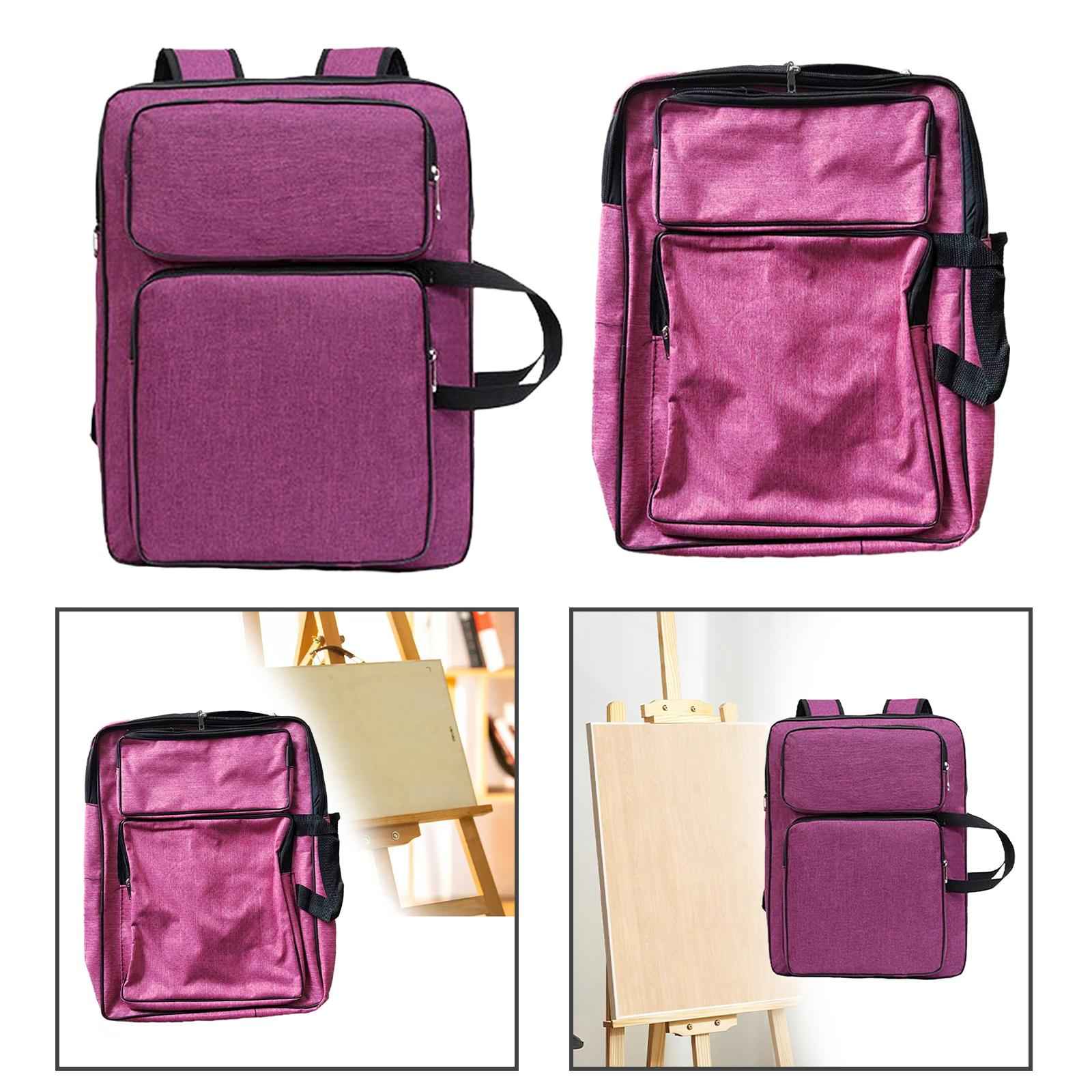 A3 Art Portfolio Case Tote Bag Water Resistant Art Supplies Artists Backpack Purple