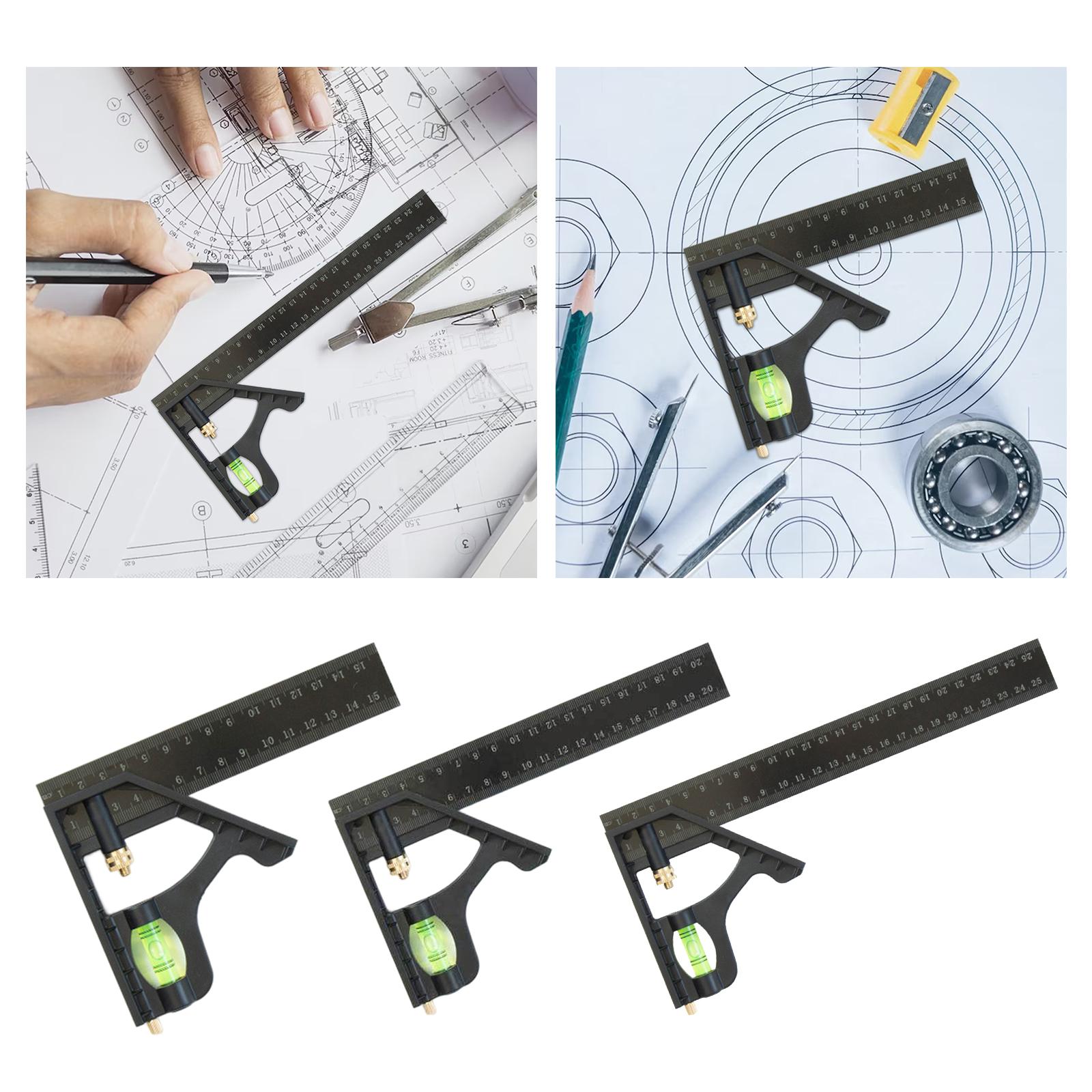 3xAdjustable Carpenters Square with Horizontal Bubbles Right Protractor Square 15cm
