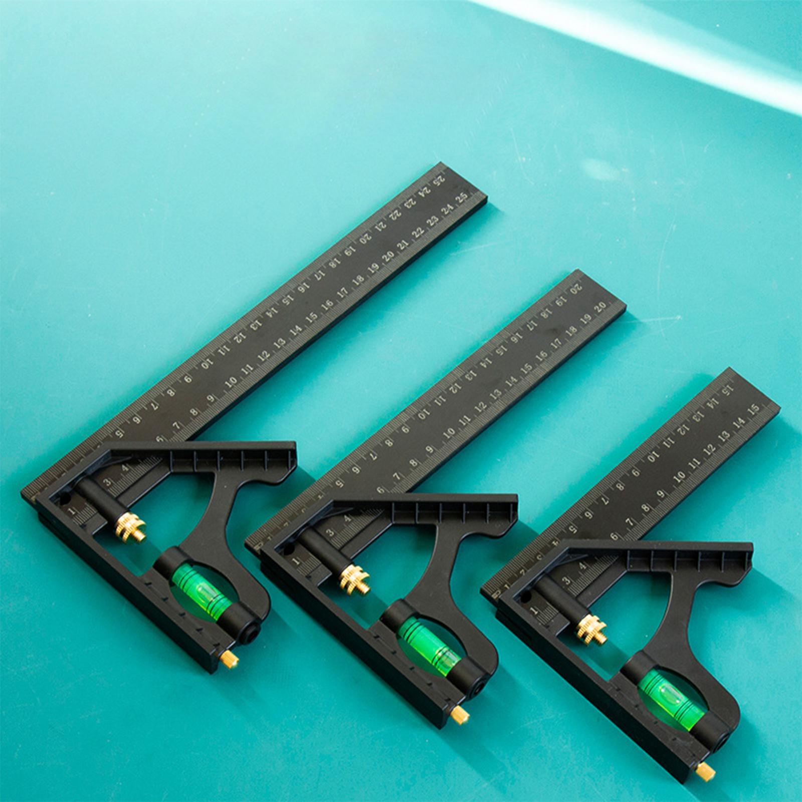3xAdjustable Carpenters Square with Horizontal Bubbles Right Protractor Square 15cm