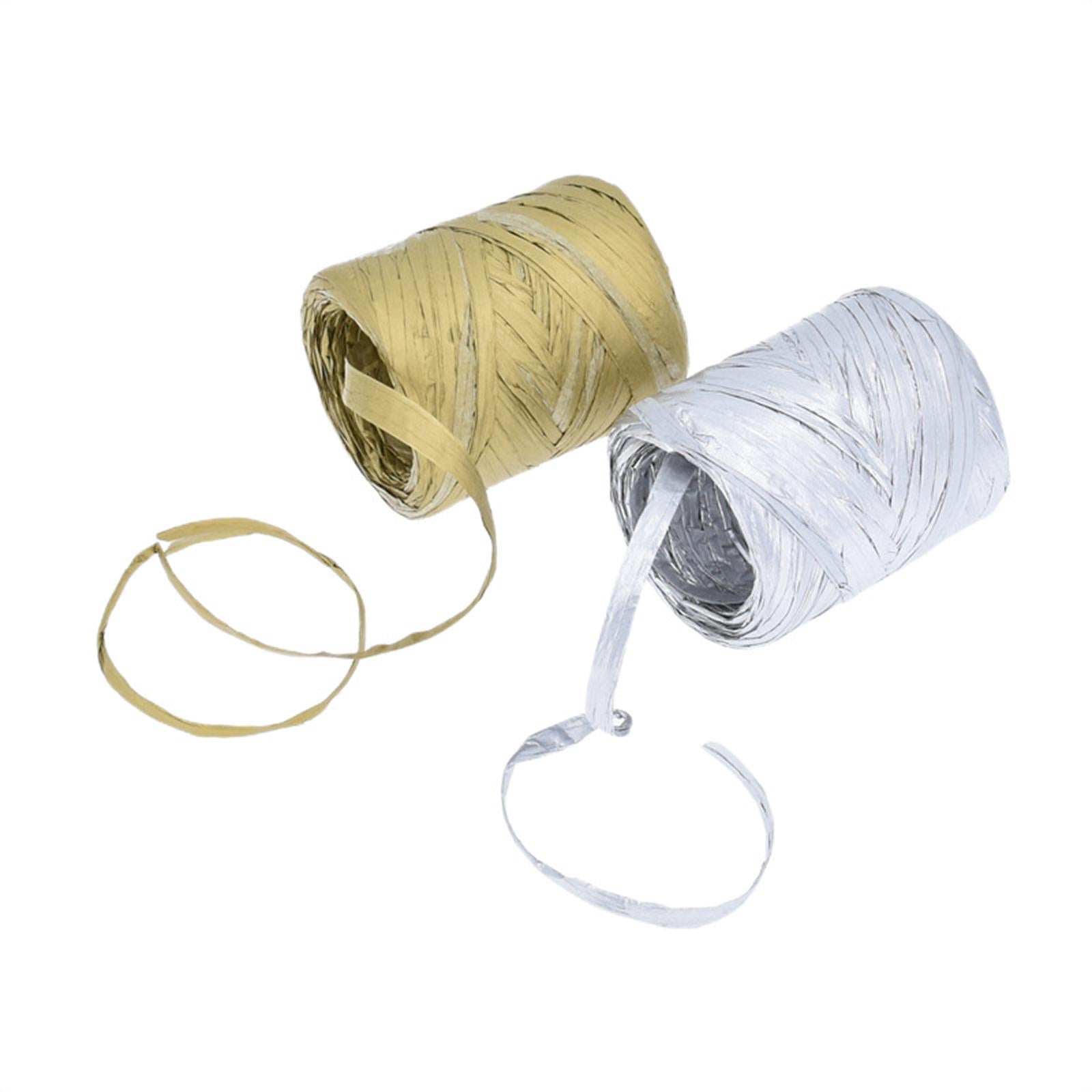 3xRaffia Paper Ribbon Packing Paper Twine Ribbon for Packing Wrapping Bouquets Gold