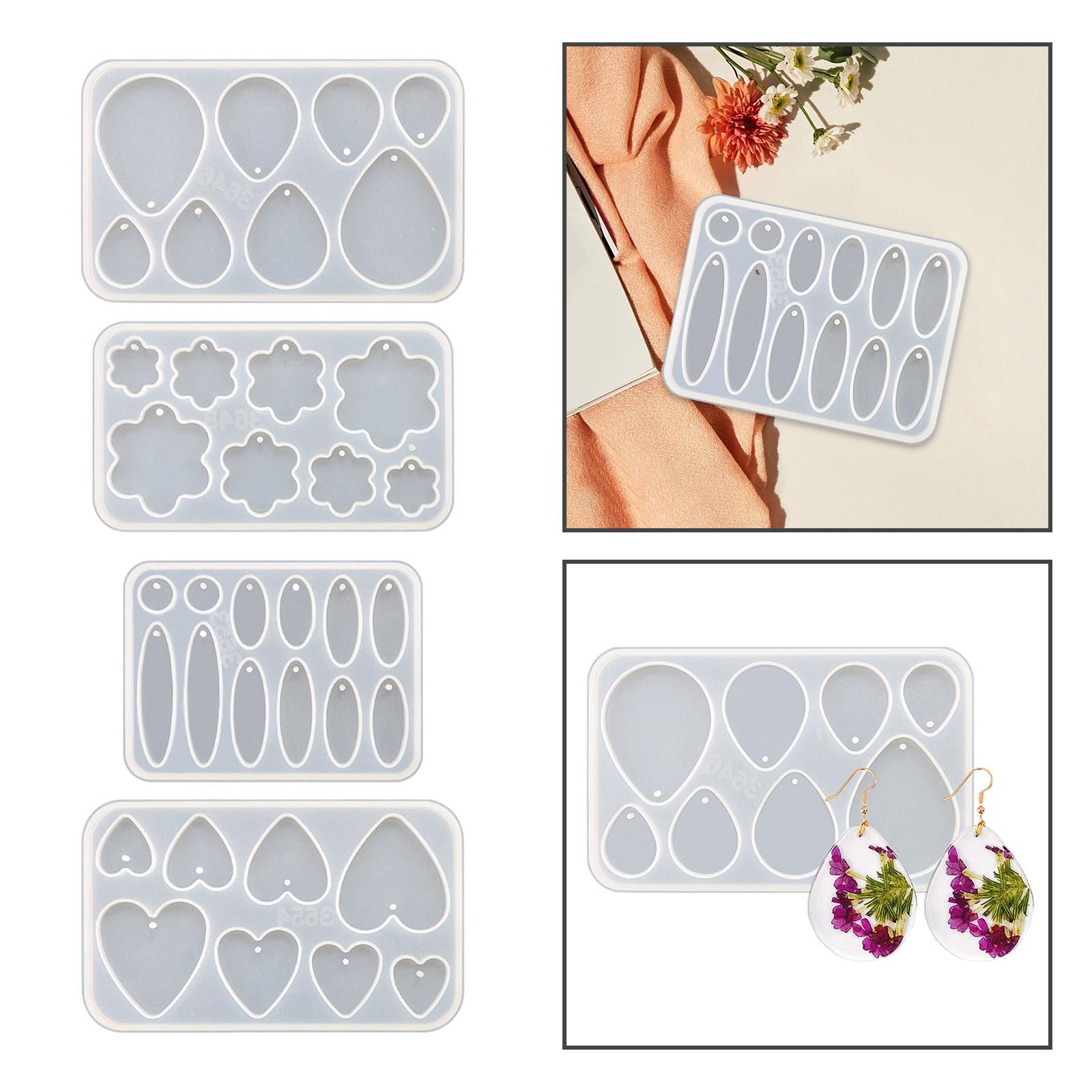 4xEarrings Pendants Mould DIY Epoxy Resin for Party Supplies Crafts Home Decor Water Drop