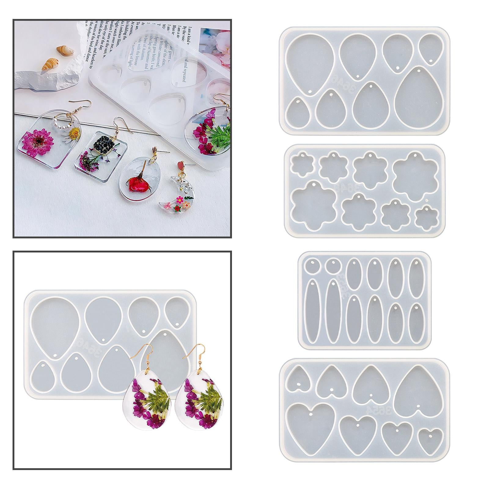 4xEarrings Pendants Mould DIY Epoxy Resin for Party Supplies Crafts Home Decor Water Drop