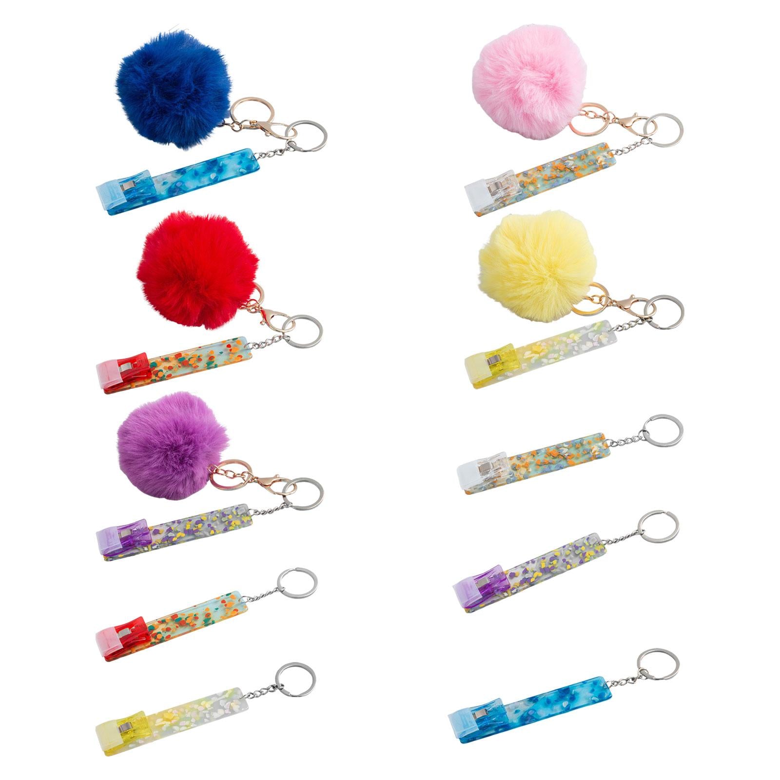 4xCredit Card Puller ATM Keychain Card Clip for Long Nails Picker Card Grabber Blue with Hairball