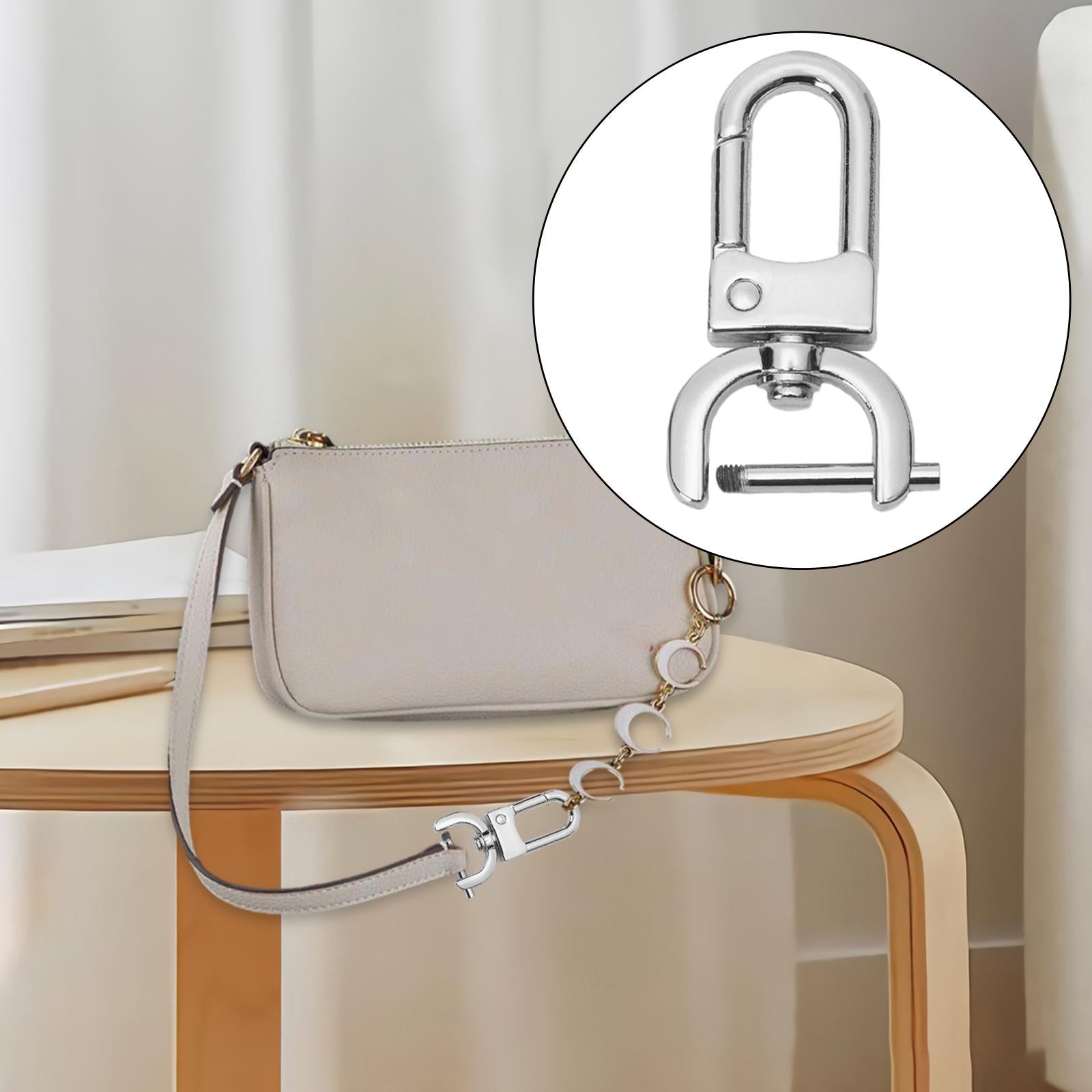 5xDetachable Snap Hook Swivel Clasp with Screw Bar DIY Purse Strap Replacement Silver white L