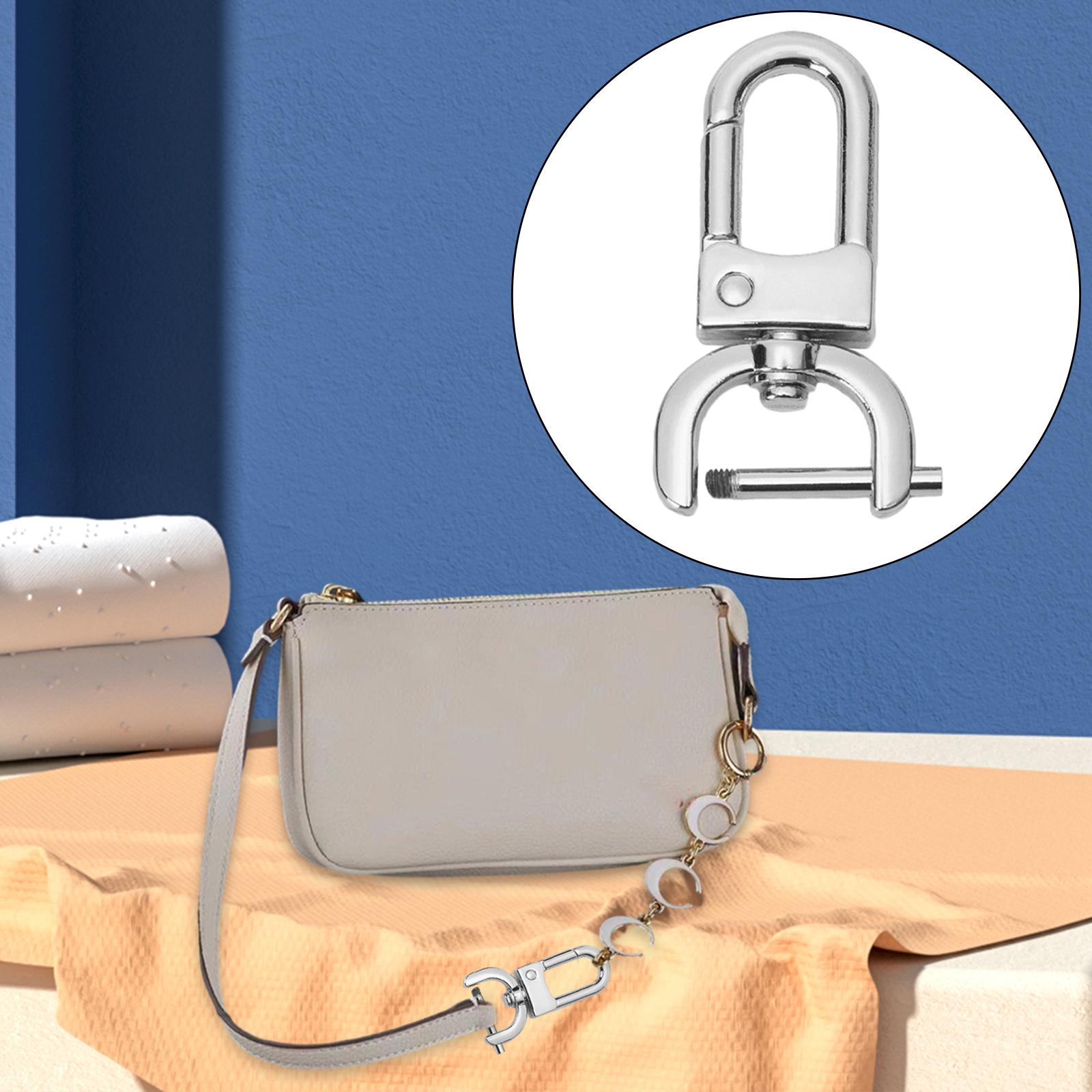 3xDetachable Snap Hook Swivel Clasp with Screw Bar DIY Purse Strap Replacement Silver white L