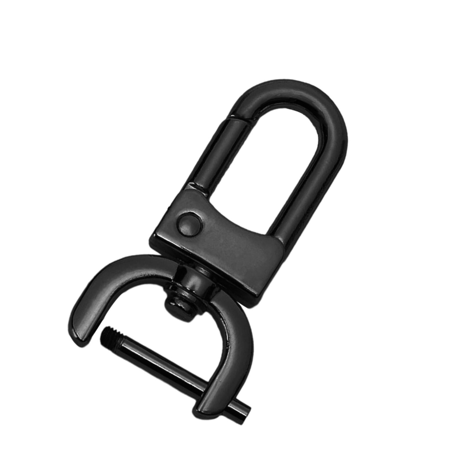 3xDetachable Snap Hook Swivel Clasp with Screw Bar DIY Purse Strap Replacement Black L