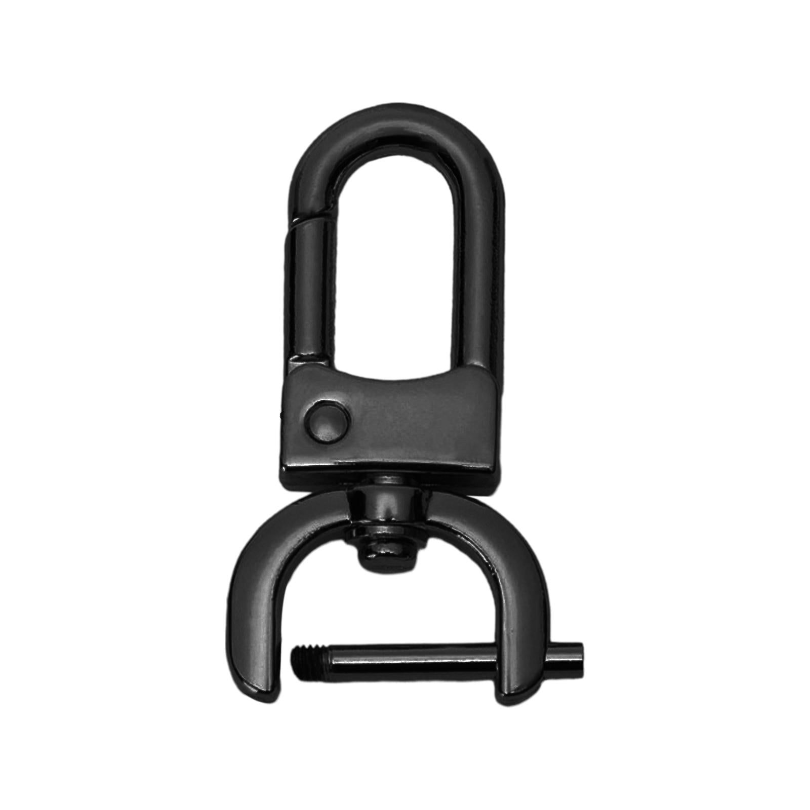 3xDetachable Snap Hook Swivel Clasp with Screw Bar DIY Purse Strap Replacement Black L