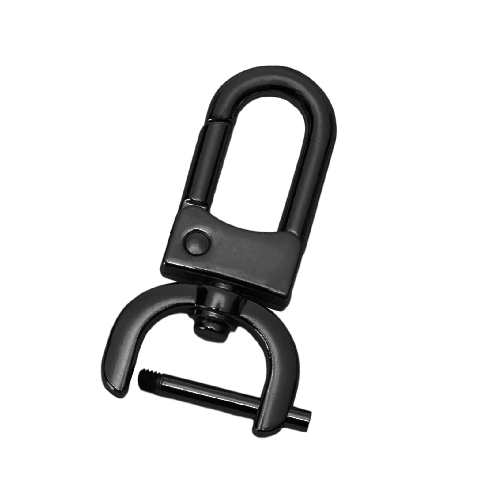 4xDetachable Snap Hook Swivel Clasp with Screw Bar DIY Purse Strap Replacement Black L