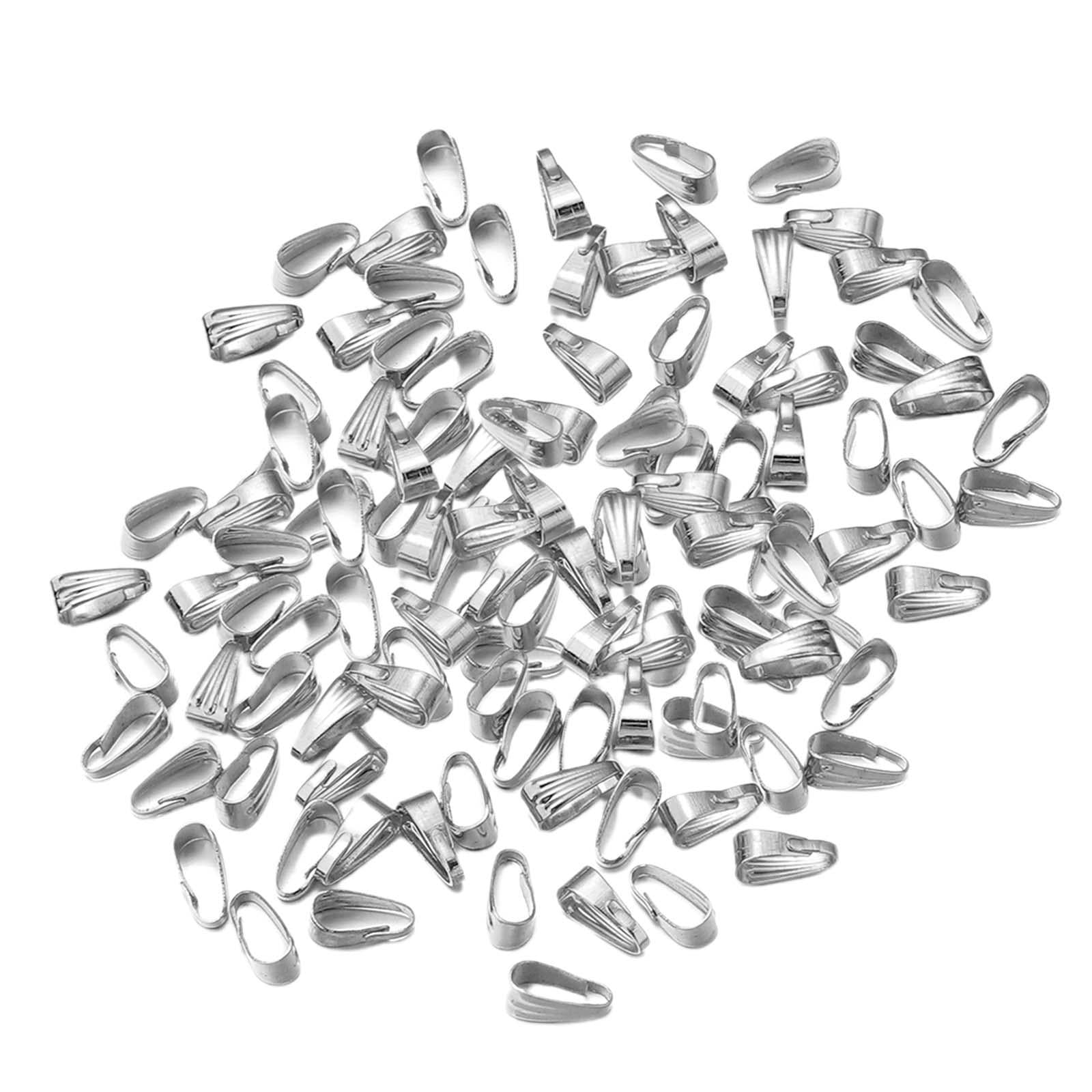 2x200x Pinch Bails Pendant Clasp Metal Connectors for DIY Craft Jewelry Making Silver