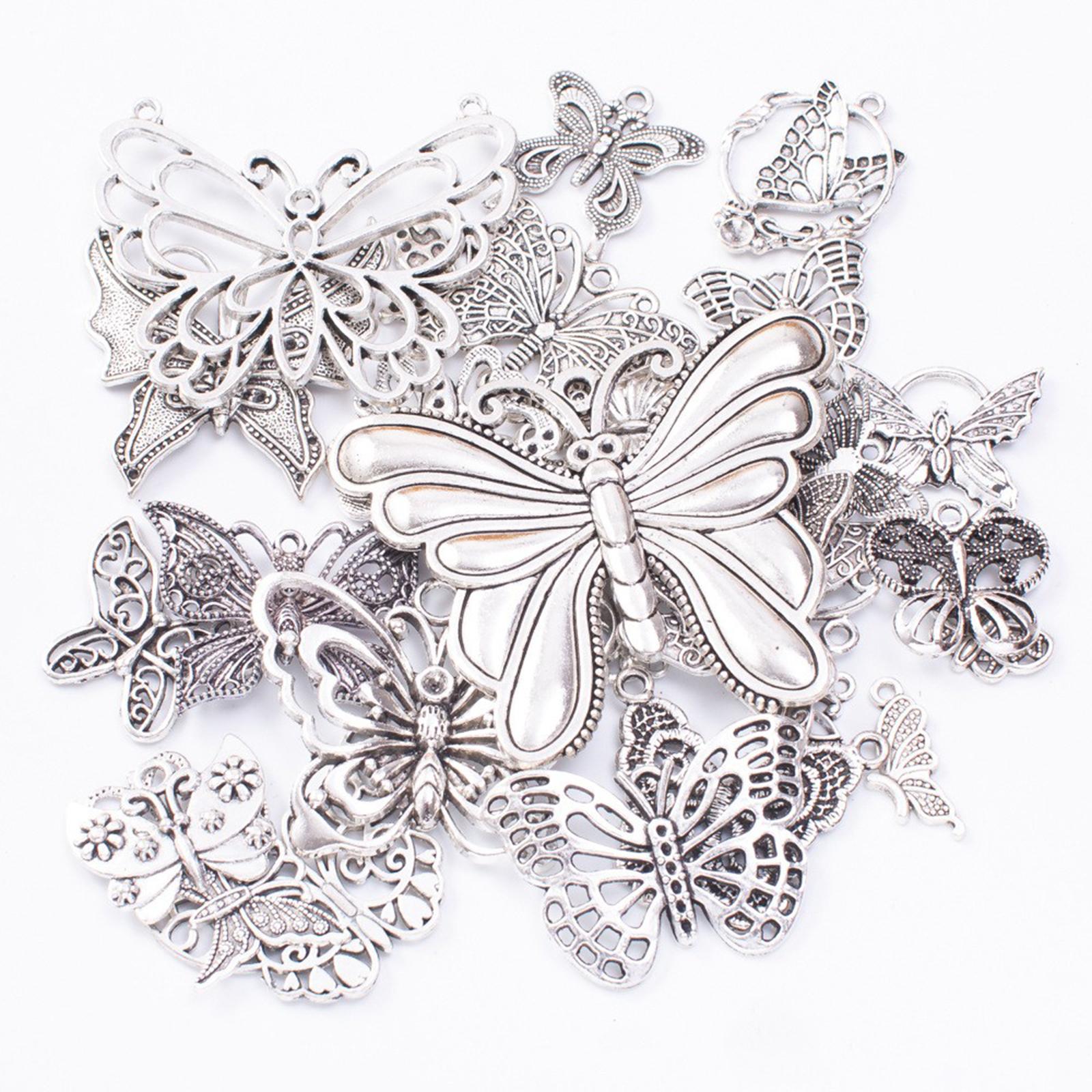 3xButterfly Charms Pendant Antique for Scrapbook Decoration Key Chains Earring silver