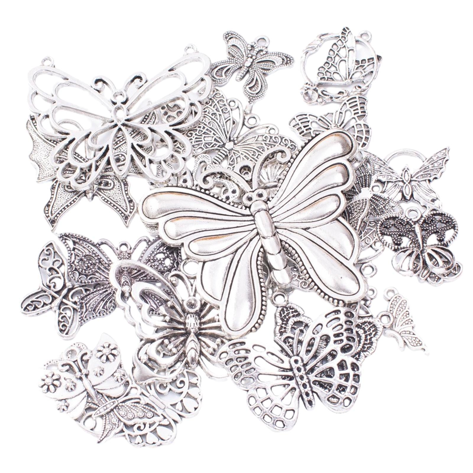 3xButterfly Charms Pendant Antique for Scrapbook Decoration Key Chains Earring silver