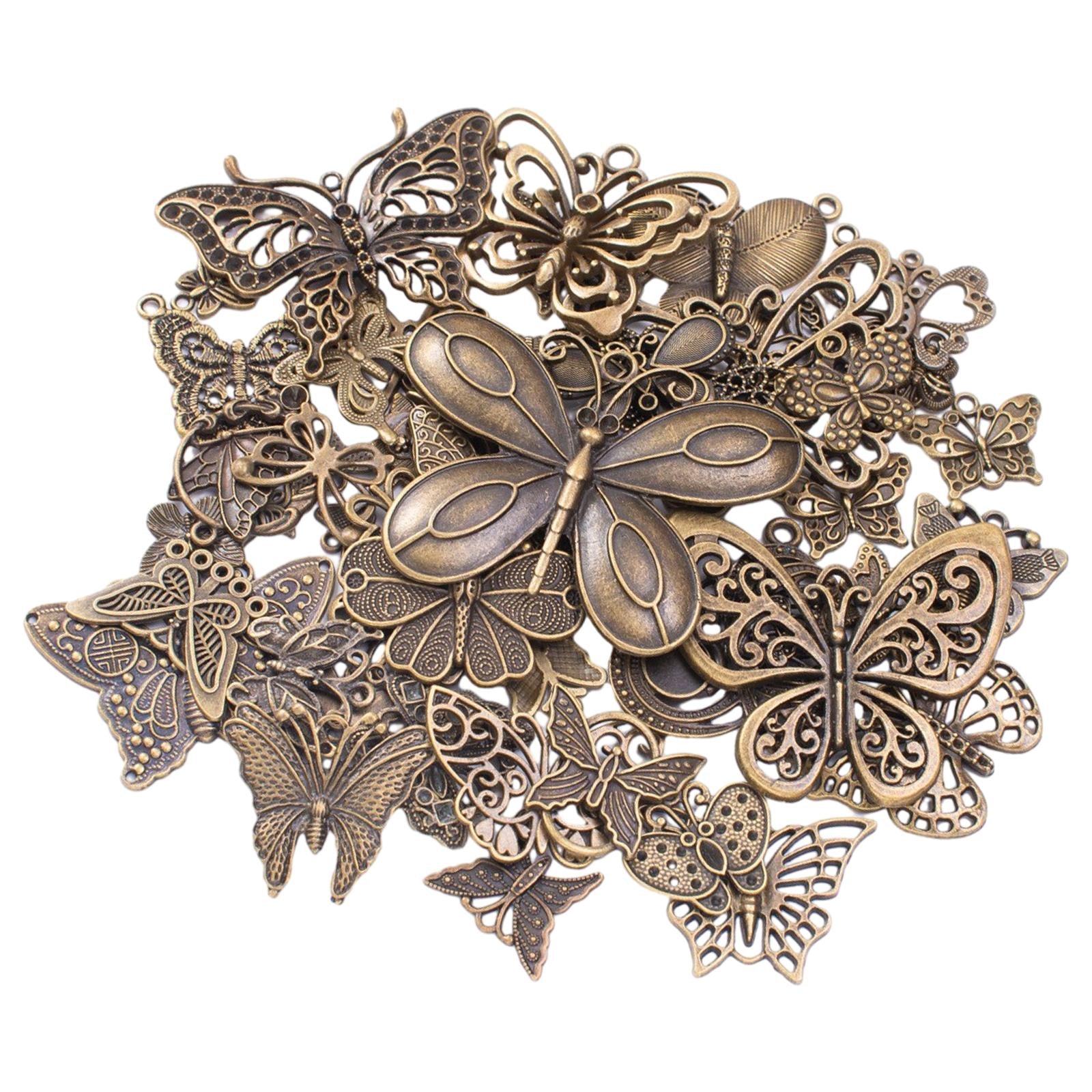 4xButterfly Charms Pendant Antique for Scrapbook Decoration Key Chains Earring bronze