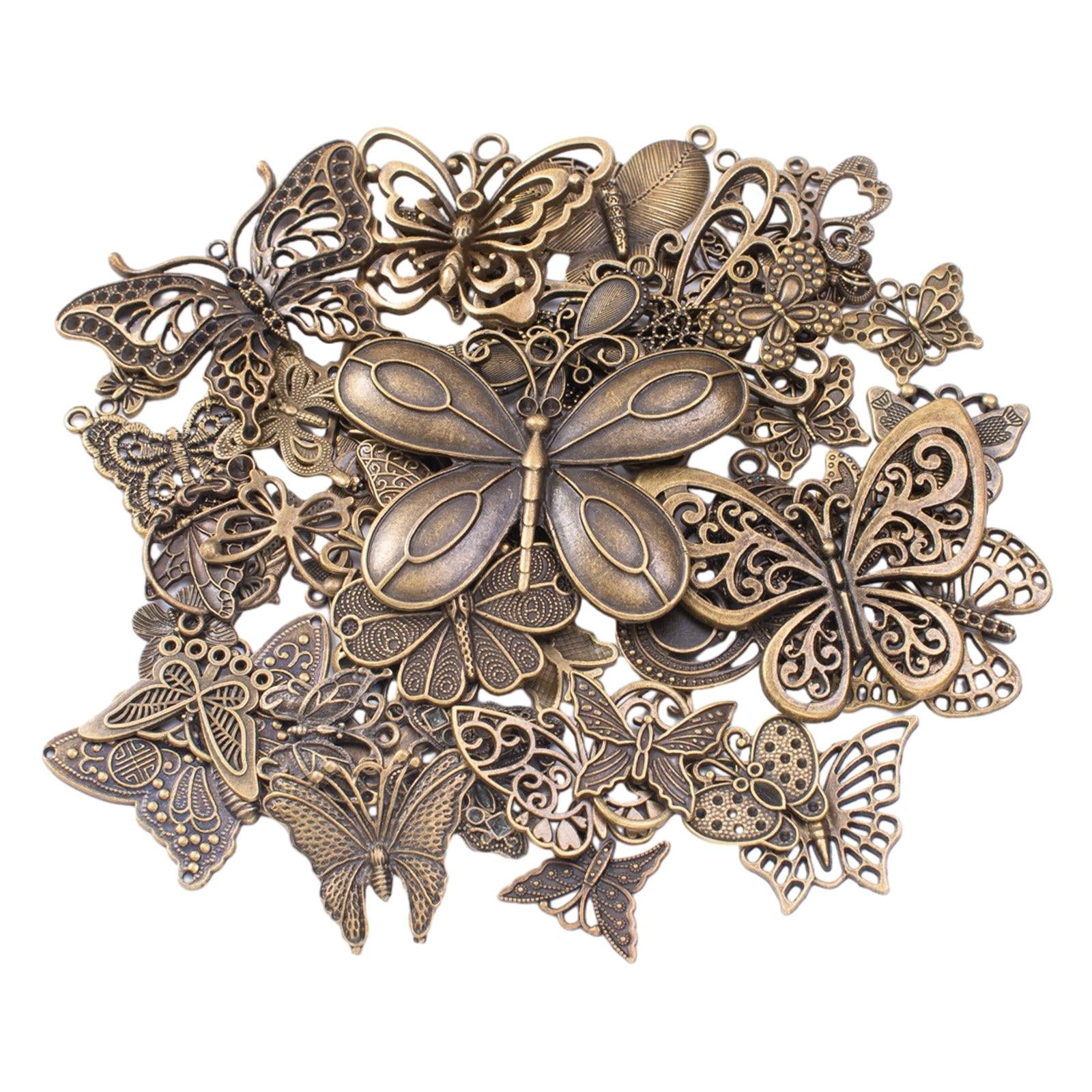 3xButterfly Charms Pendant Antique for Scrapbook Decoration Key Chains Earring bronze