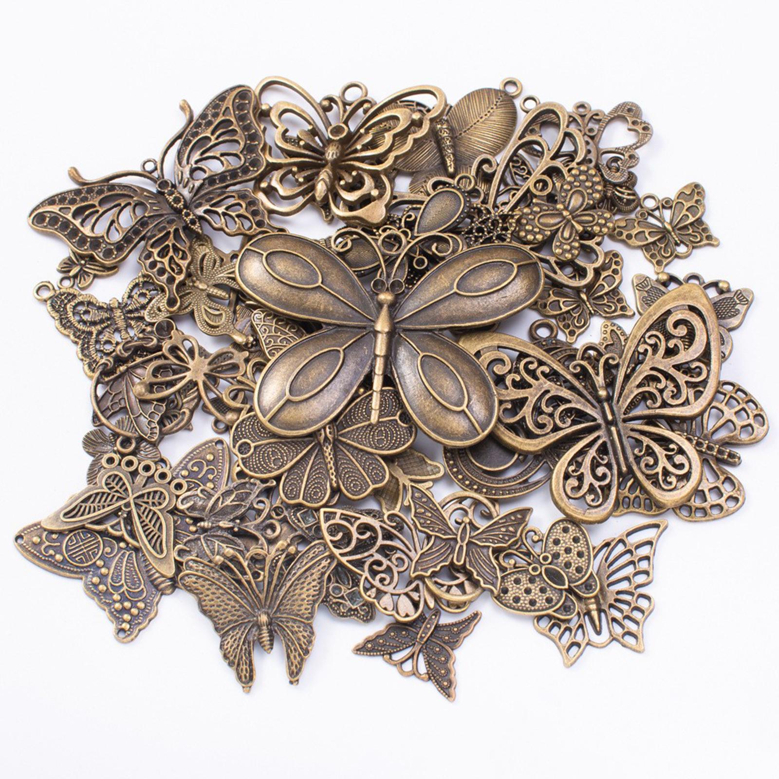 3xButterfly Charms Pendant Antique for Scrapbook Decoration Key Chains Earring bronze