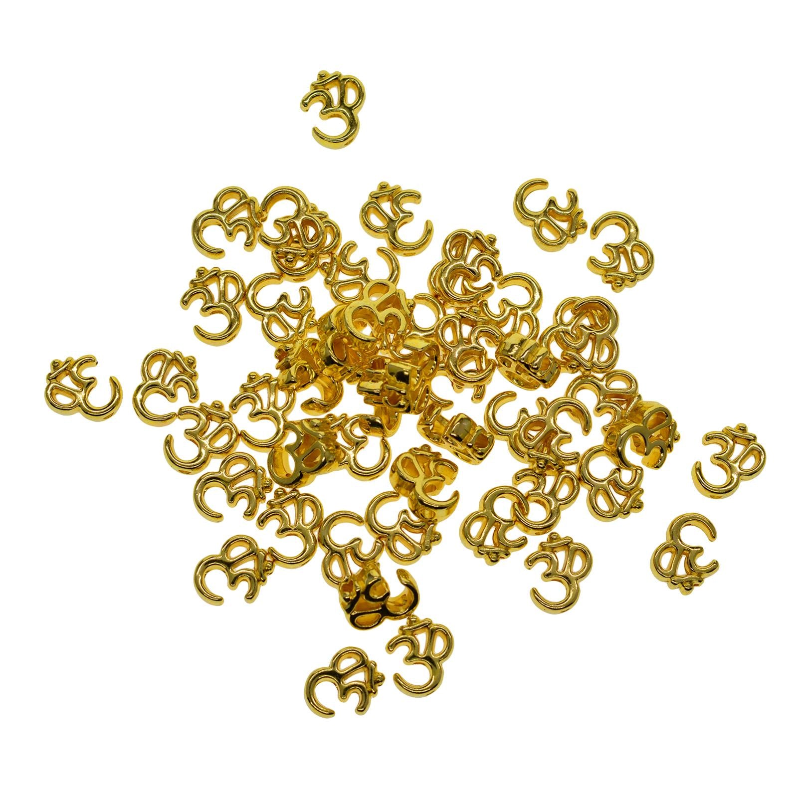 2x50Pcs Yoga OM Spacer Beads DIY Gold Charms for Sweaters Chains Hats Keyrings