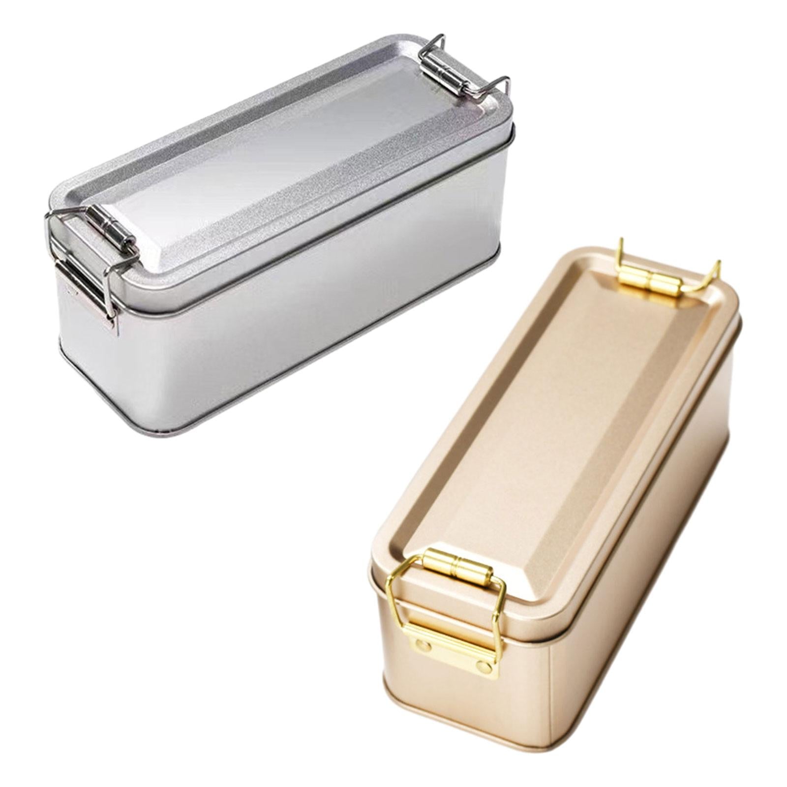 4xMetal Tin Box with Lid Pineapple Cake Packaging Storage Container Cookie Tin Silver